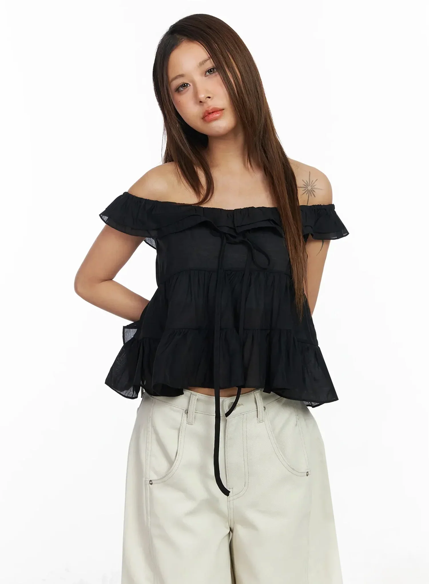 Ruffle Off-Shoulder Blouse IY515 - Image 3