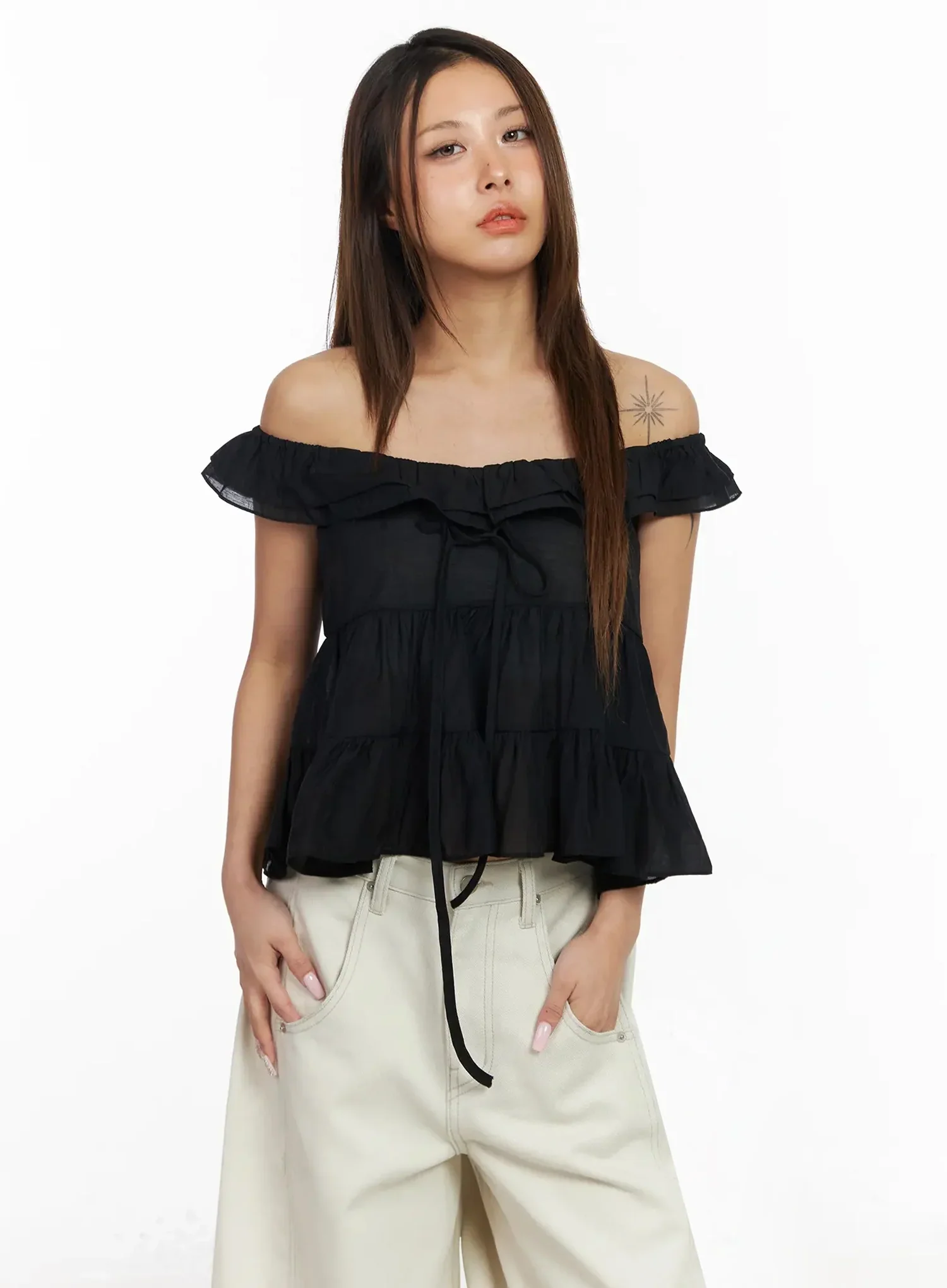 Ruffle Off-Shoulder Blouse IY515 - Image 7