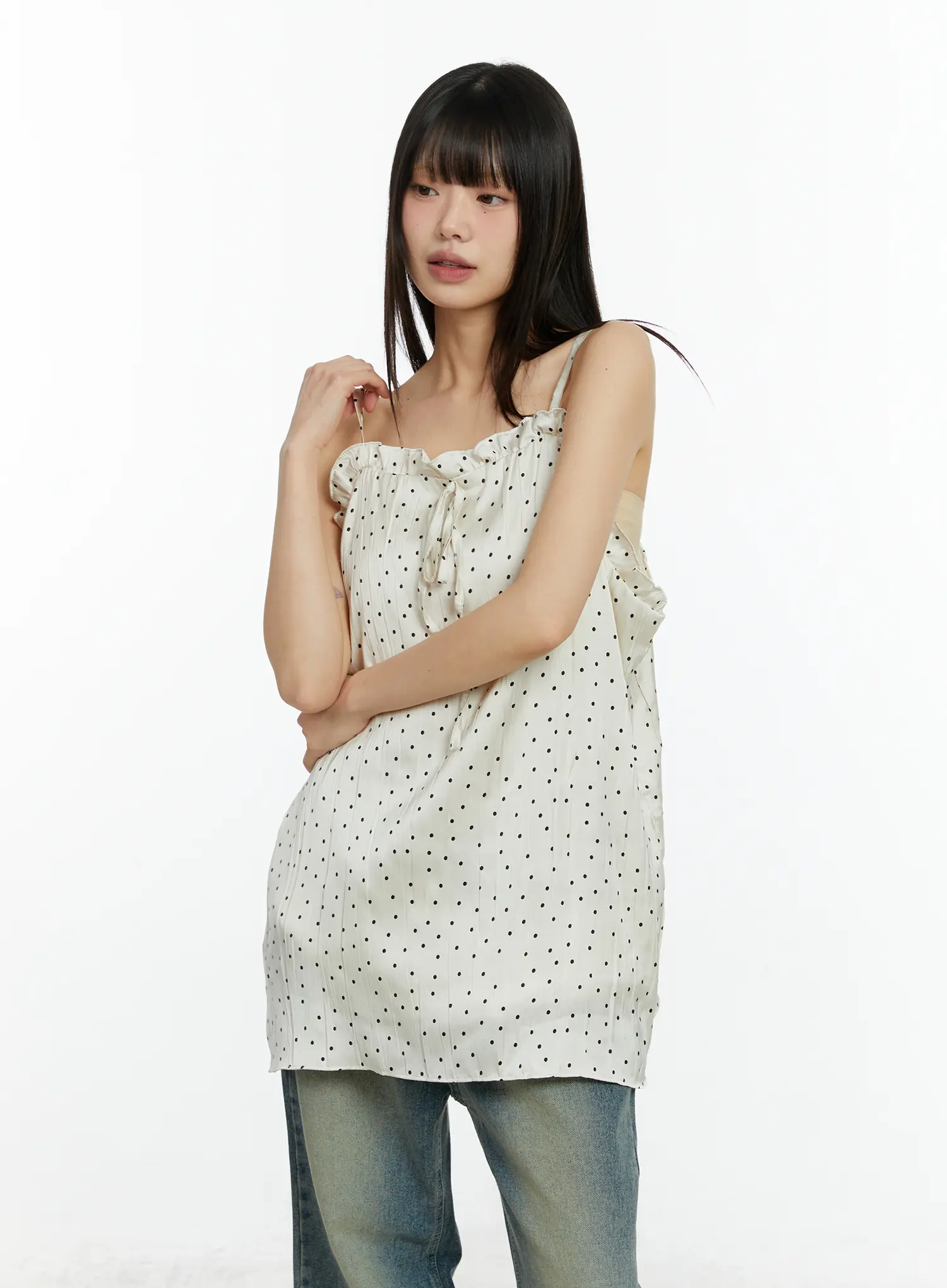Ruffle Trim Polka Dot Mini Dress CF510 - Image 10