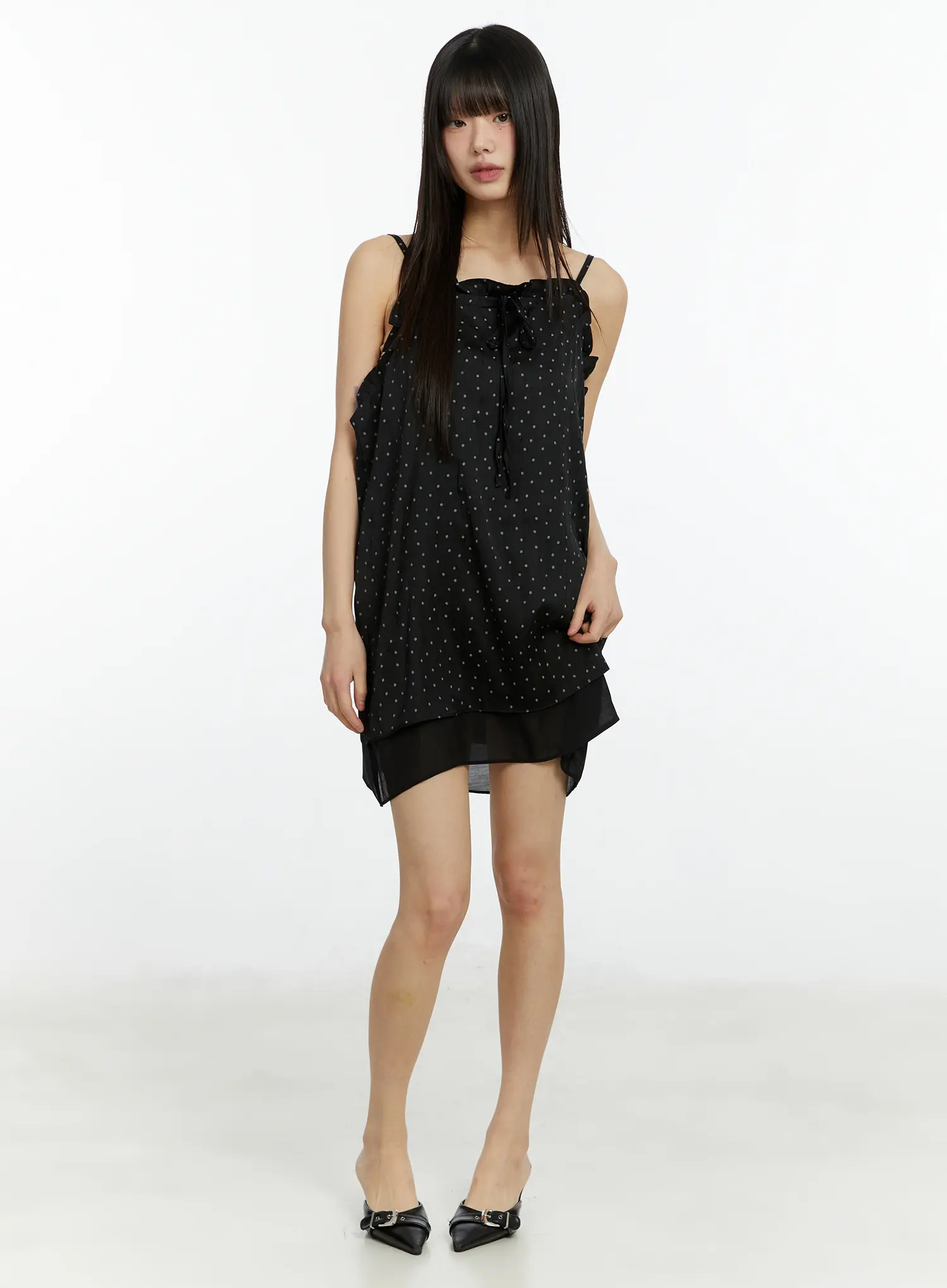 Ruffle Trim Polka Dot Mini Dress CF510 - Image 11