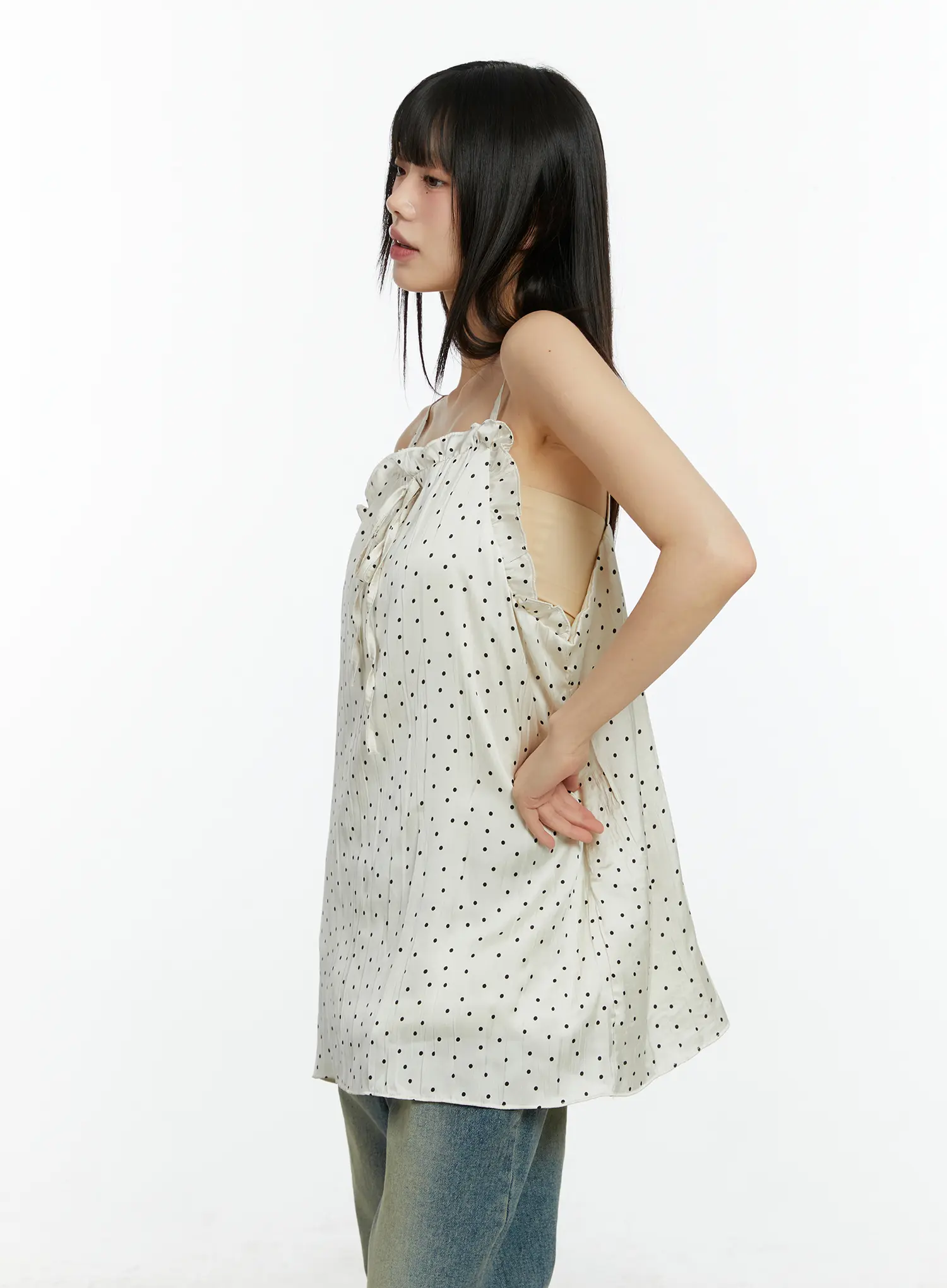 Ruffle Trim Polka Dot Mini Dress CF510 - Image 6