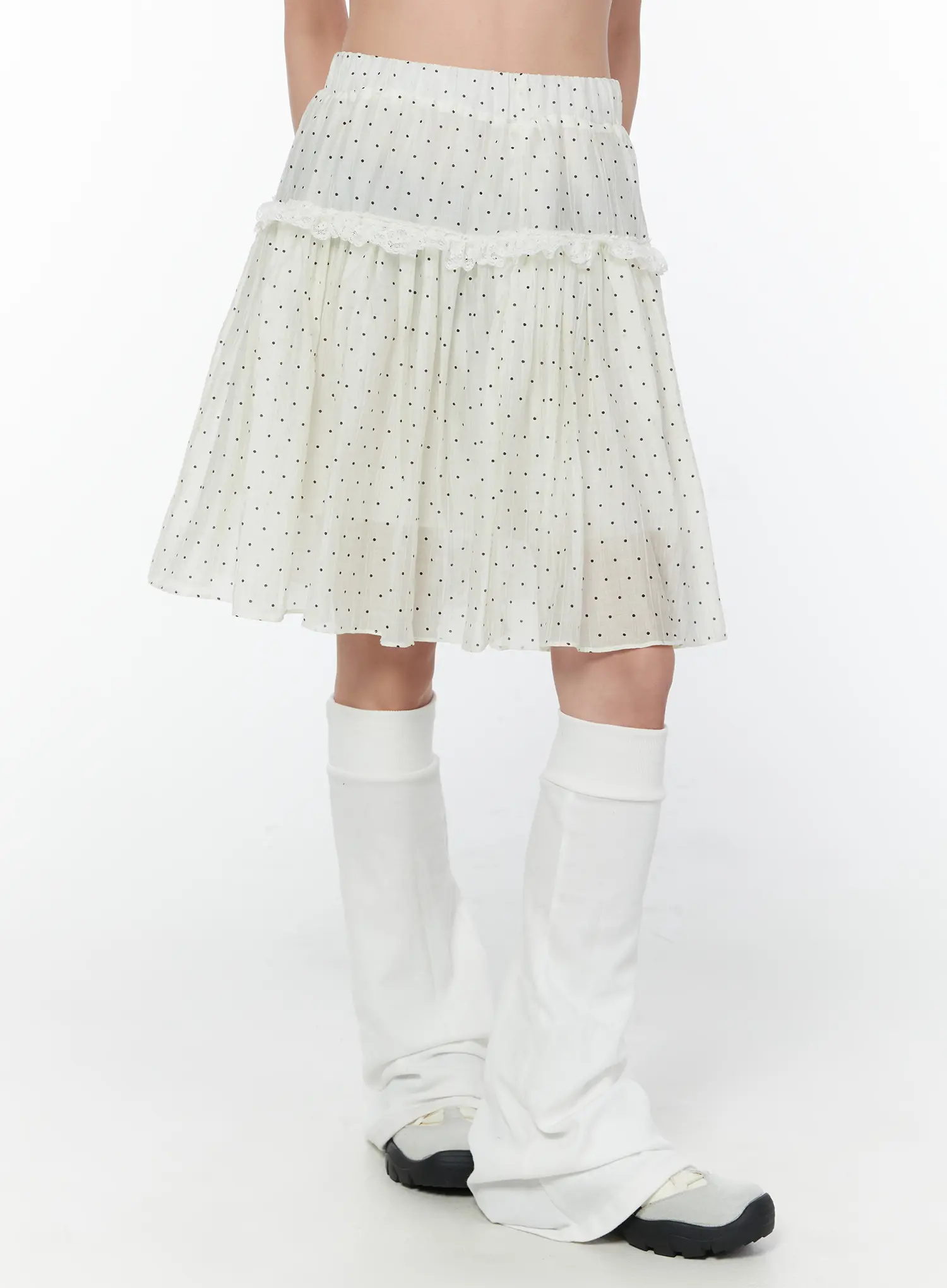 Ruffled Polka Dot Midi Skirt CY515