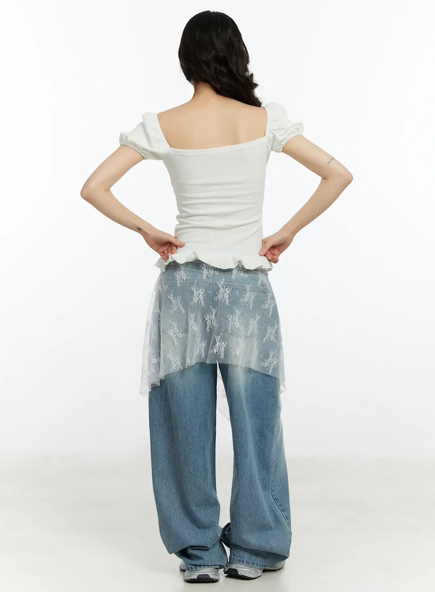 Ruffled Puff Sleeve Lace Top CF510 - Image 5
