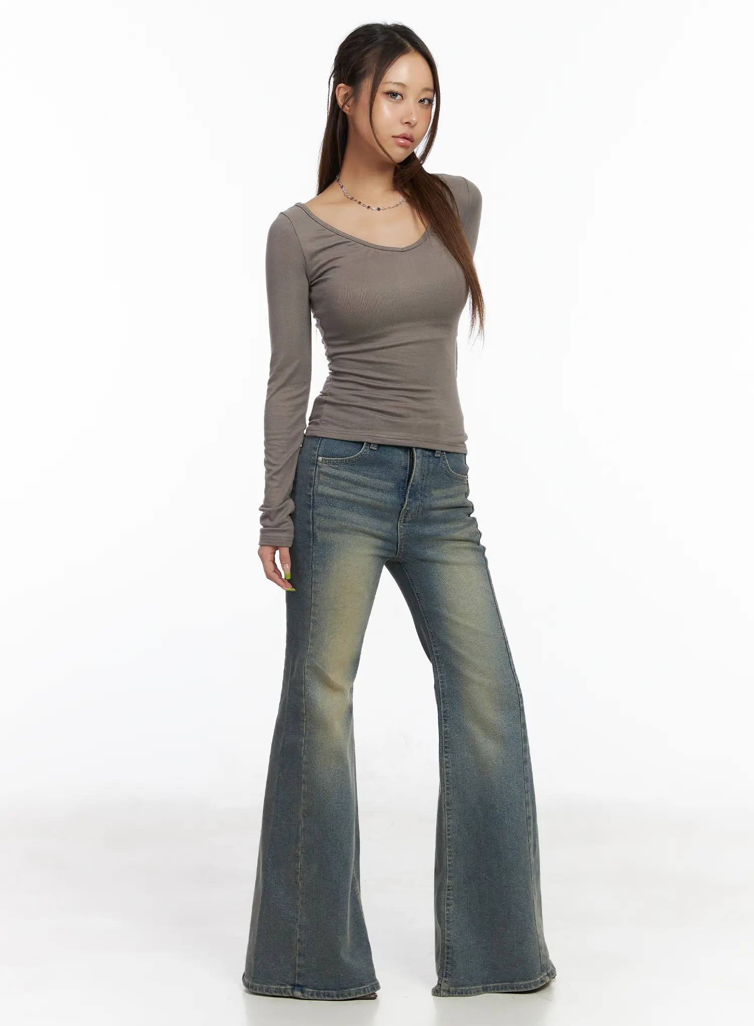 Sakura Mid-Rise Flared  Bootcut Jeans CM520 - Image 2