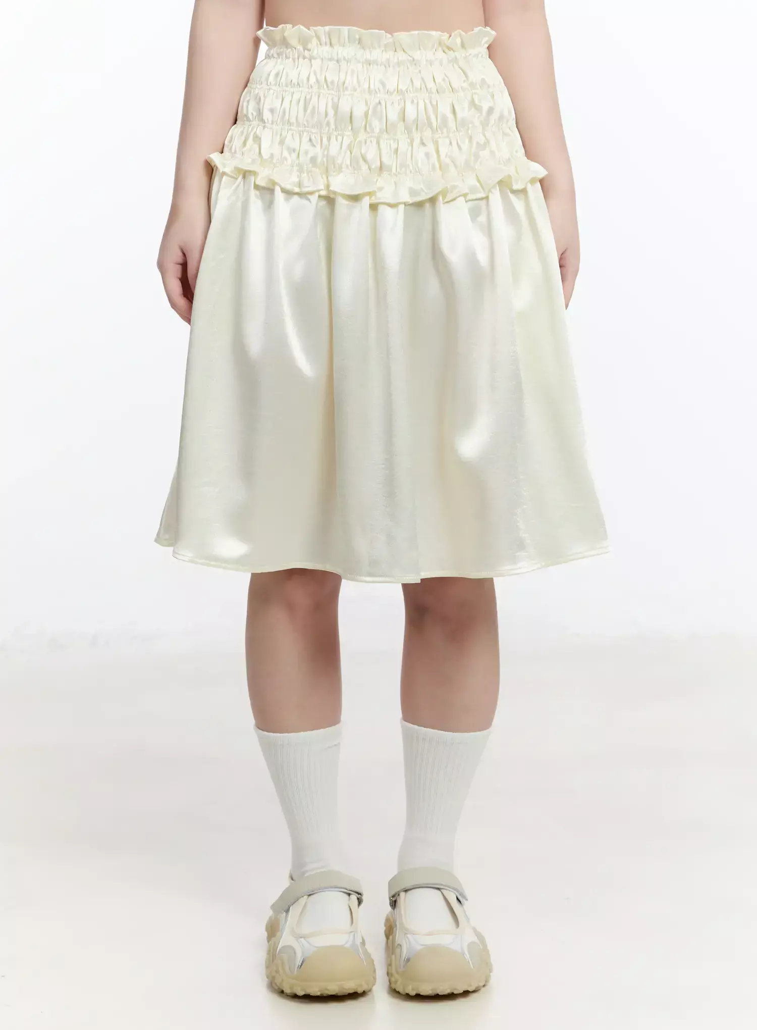 Satin Ruffle Midi Skirt IM519