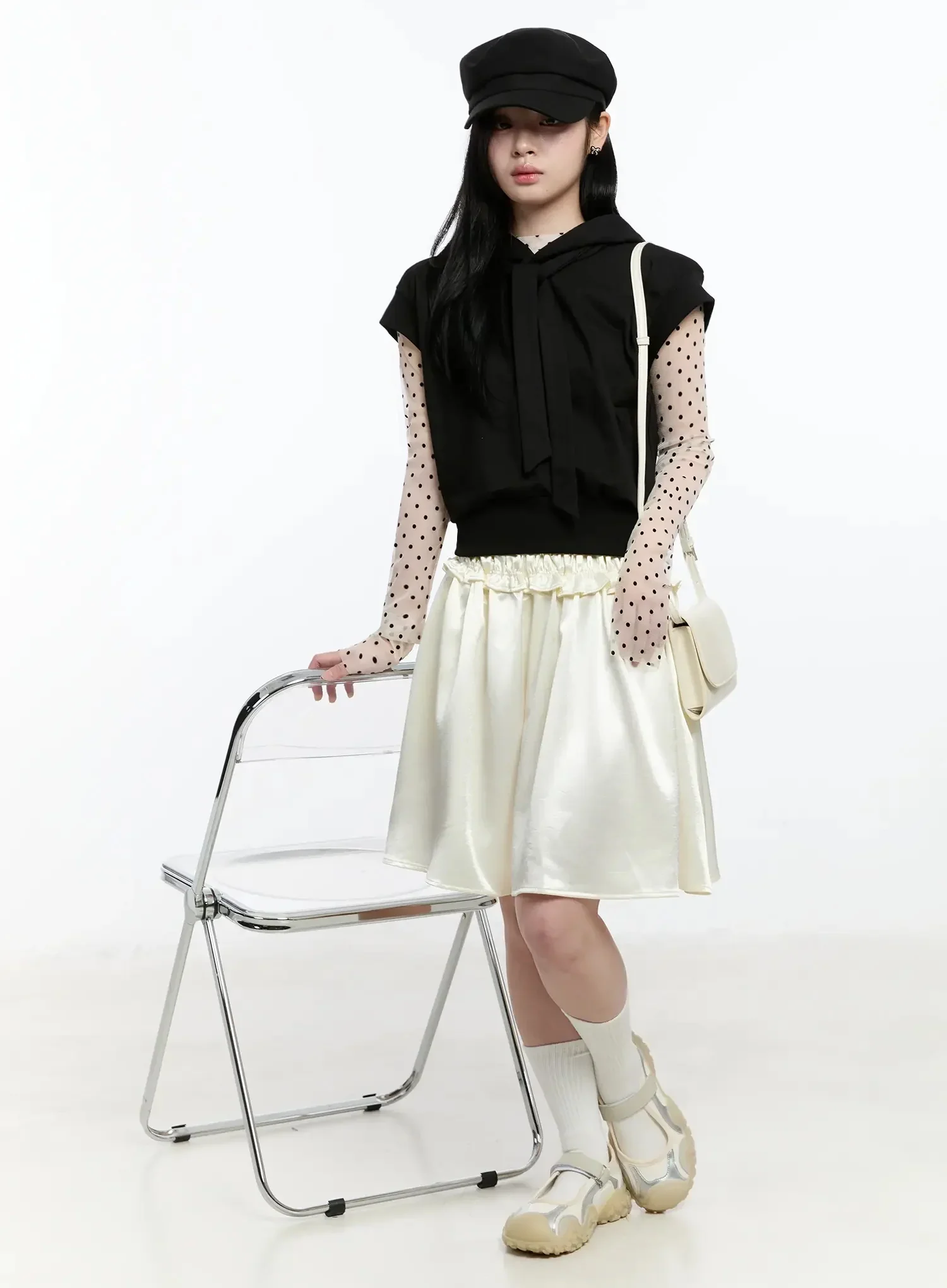 Satin Ruffle Midi Skirt IM519 - Image 2