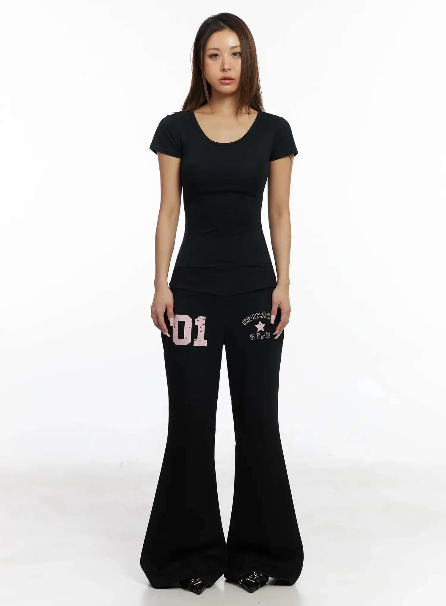 Scoop Neck Slim Short Sleeve Tee IY504 - Image 10