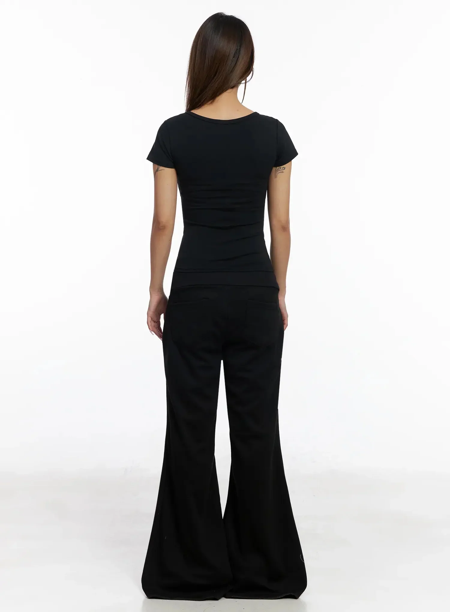 Scoop Neck Slim Short Sleeve Tee IY504 - Image 12
