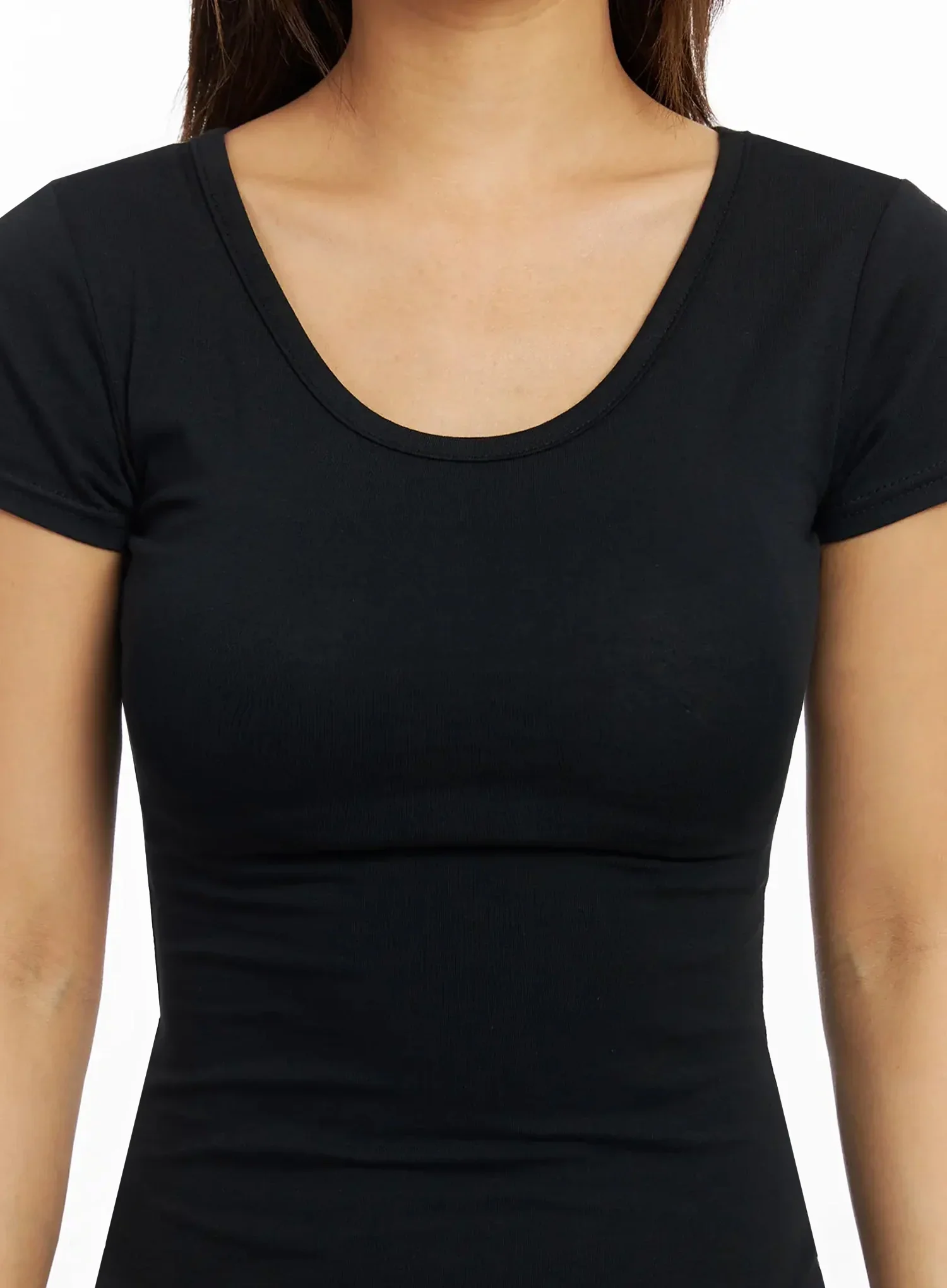 Scoop Neck Slim Short Sleeve Tee IY504 - Image 4