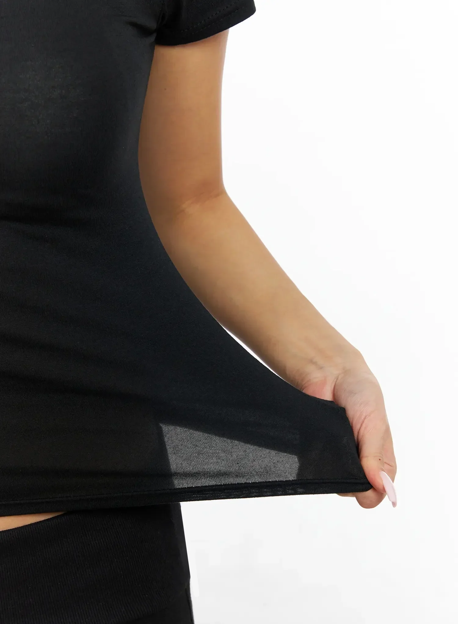 Scoop Neck Slim Short Sleeve Tee IY504 - Image 9
