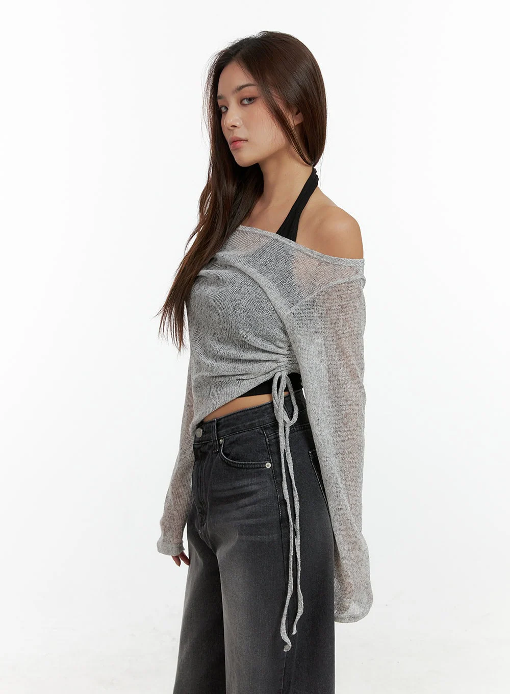 See-Through Off Shoulder Long Sleeve Top CL404 - Image 5