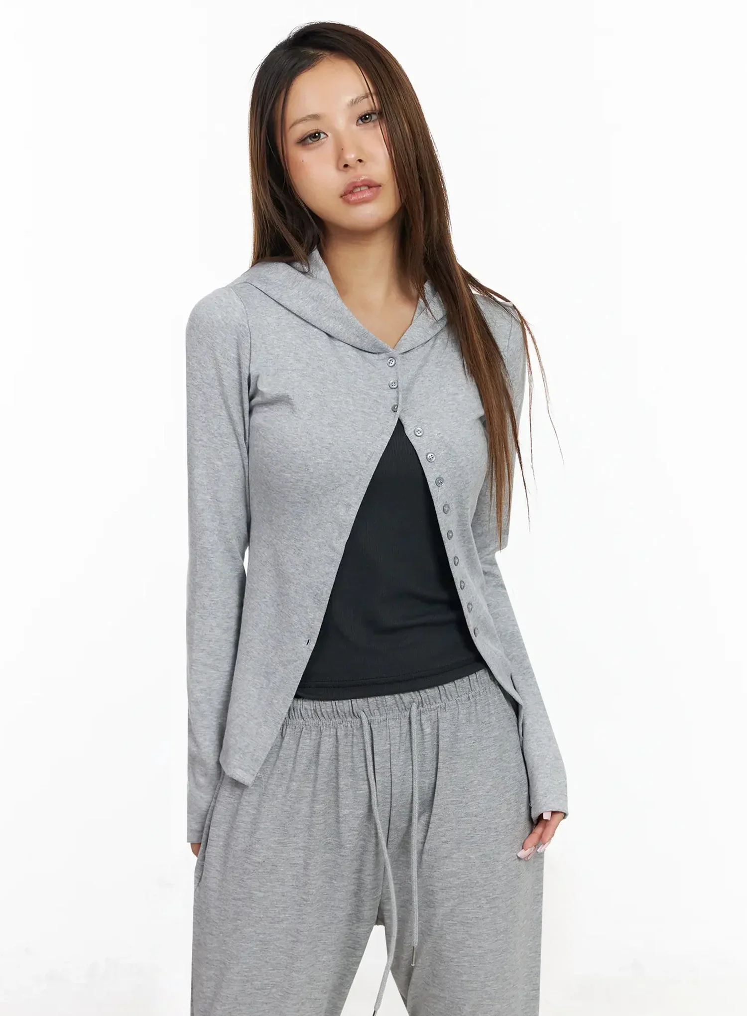 Shane Button Slim Fit Hooded Cardigan IY515 - Image 2