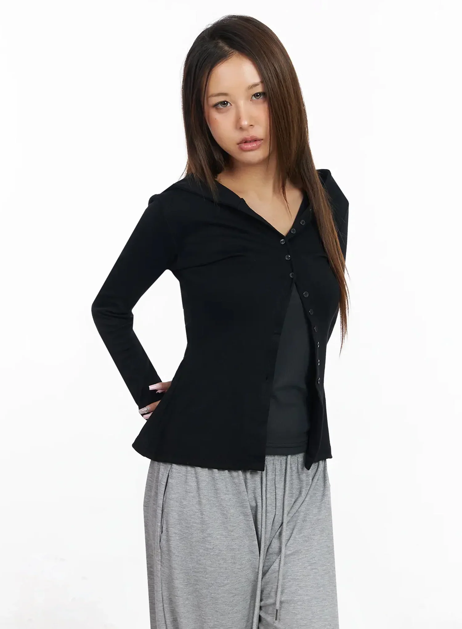 Shane Button Slim Fit Hooded Cardigan IY515 - Image 7