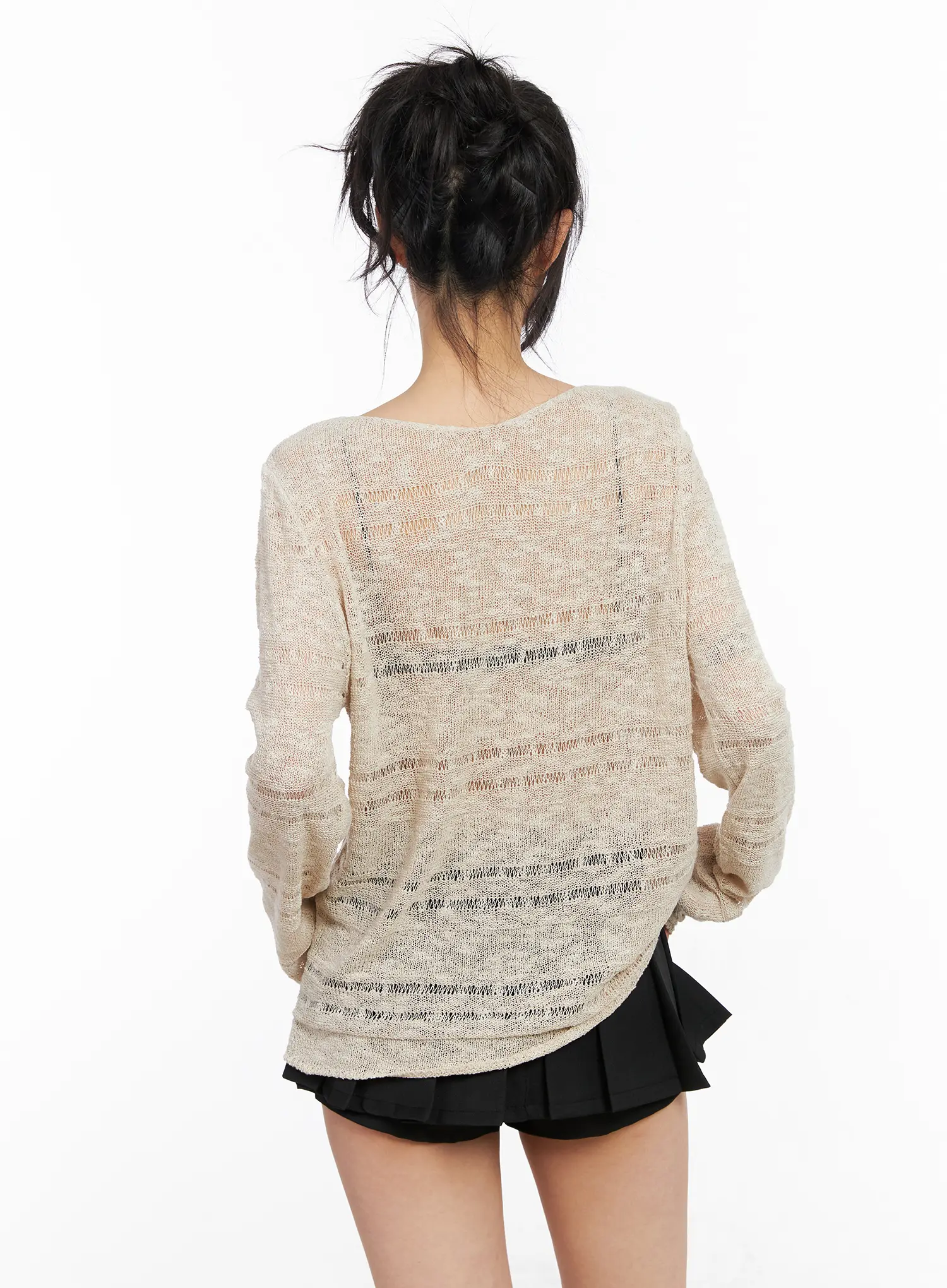 Sheer Boat Neck Long Sleeve Knit Top CM517 - Image 12