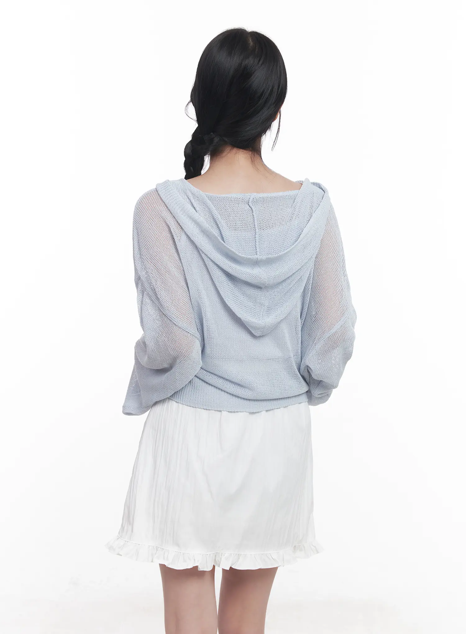 Sheer Buttoned Hooded Cardigan CU523 - Image 7