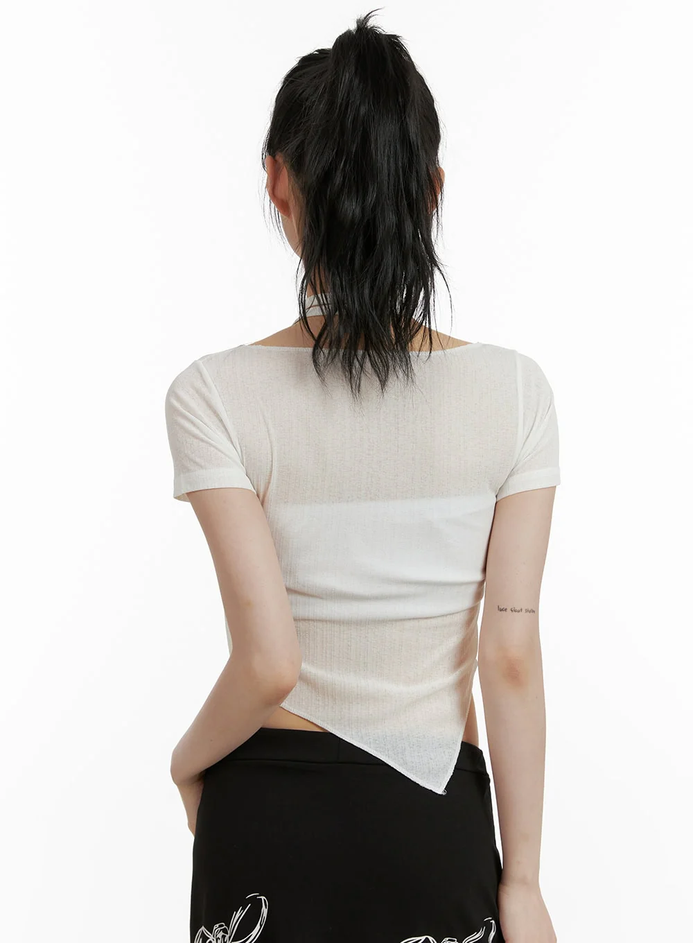 Sheer Chic Crop Top with Thin Scarf CU410 - Image 7