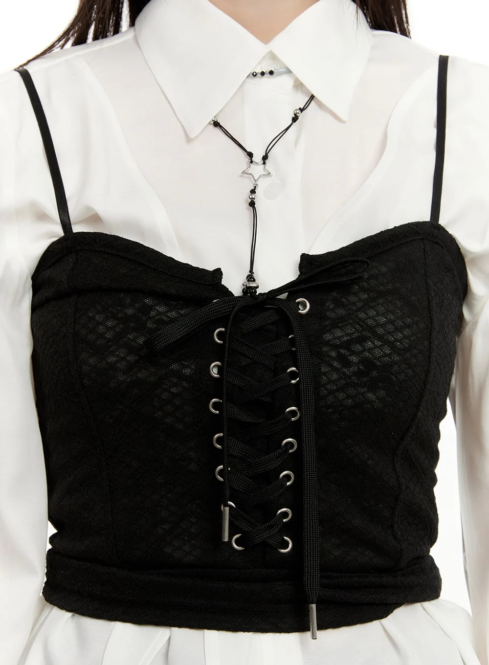 Sheer Floral Lace-Up Corset Cami Top CM513 - Image 16