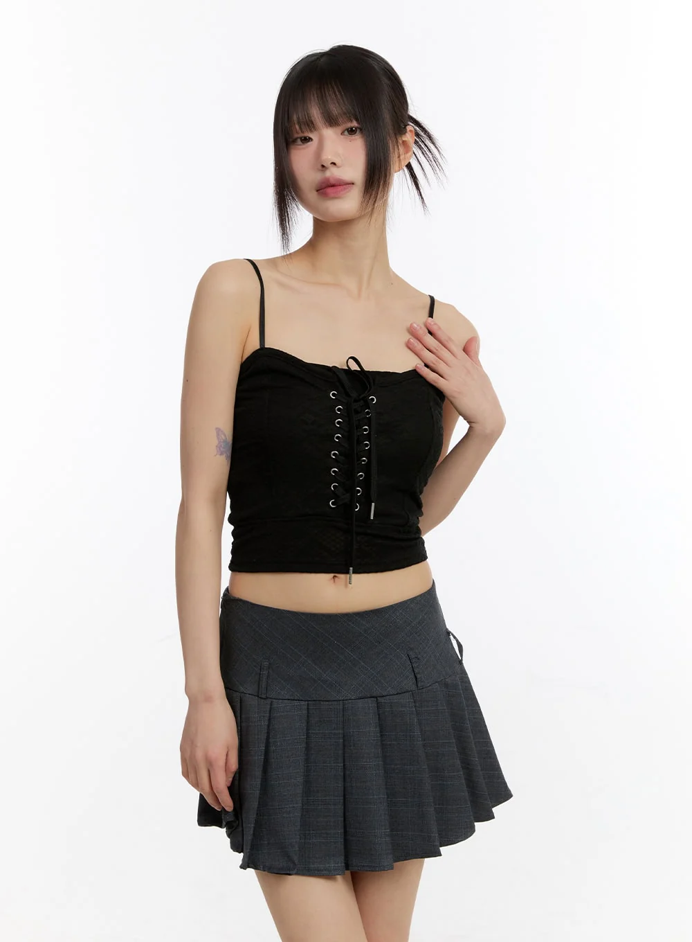 Sheer Floral Lace-Up Corset Cami Top CM513 - Image 9