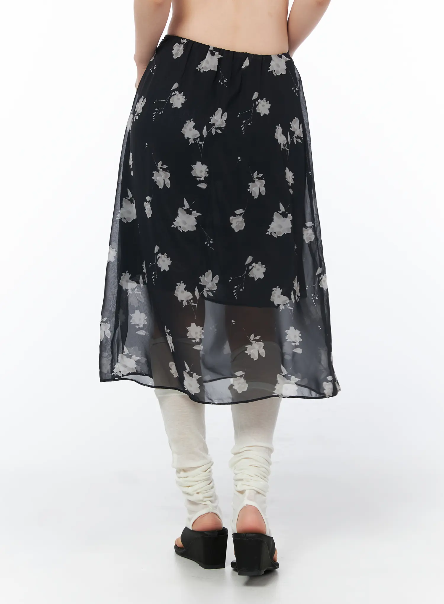 Sheer Floral Midi Skirt CY508 - Image 4