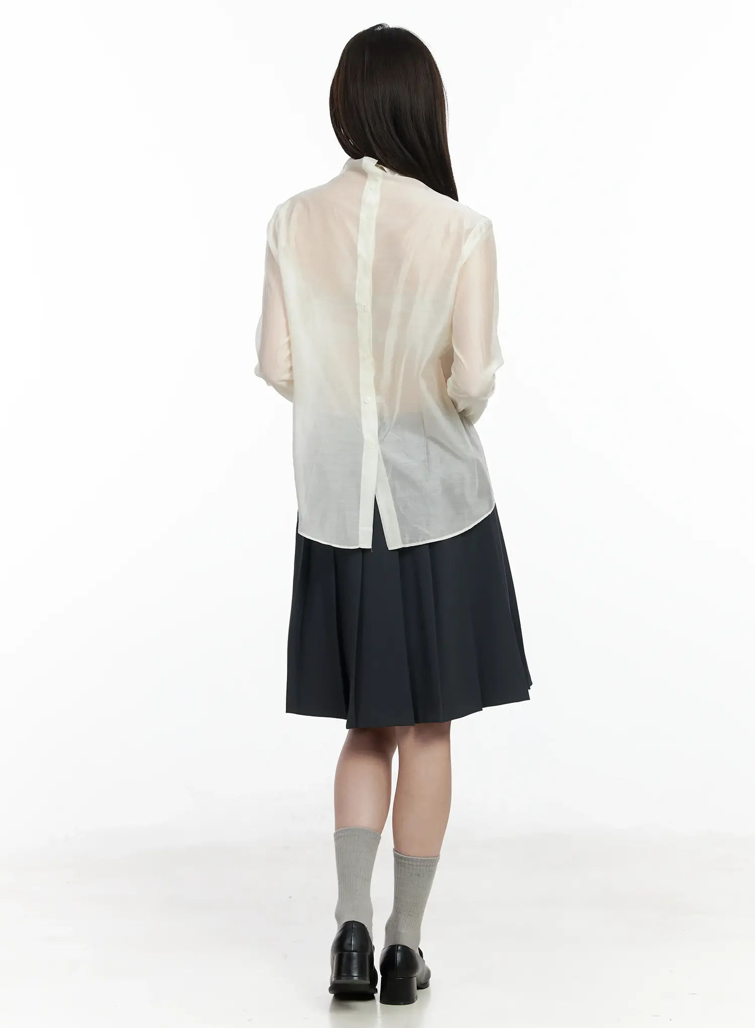 Sheer High Neck Blouse IF524 - Image 10