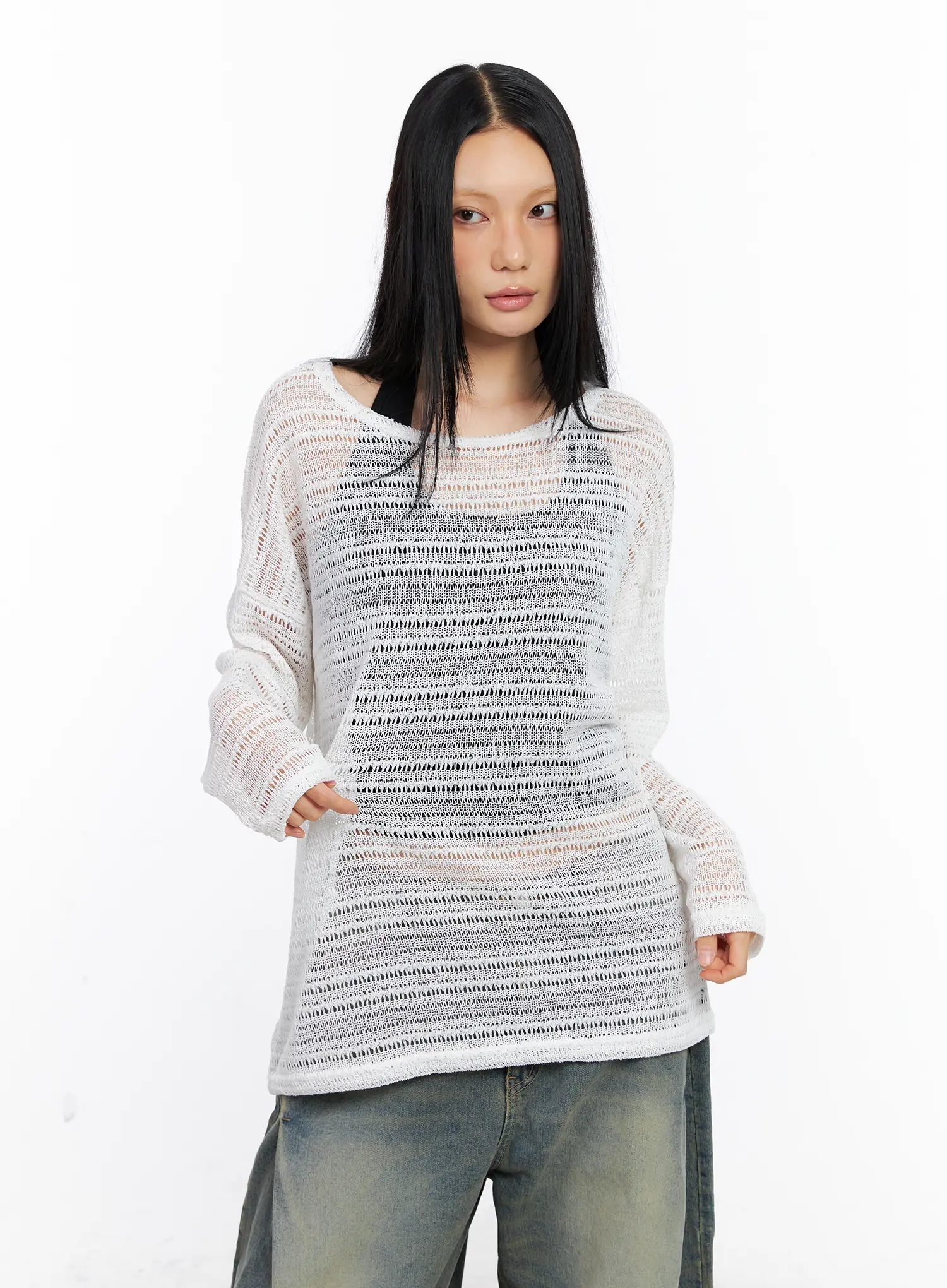 Sheer Knit Long-Sleeve Tee CL530 - Image 12