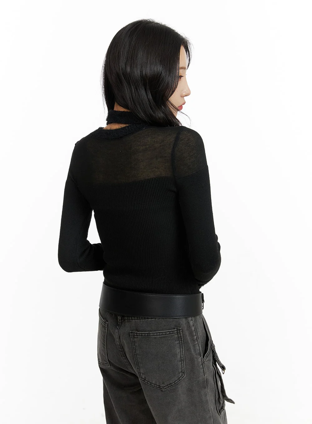 Sheer Knit Top with Matching Scarf CF415 - Image 6