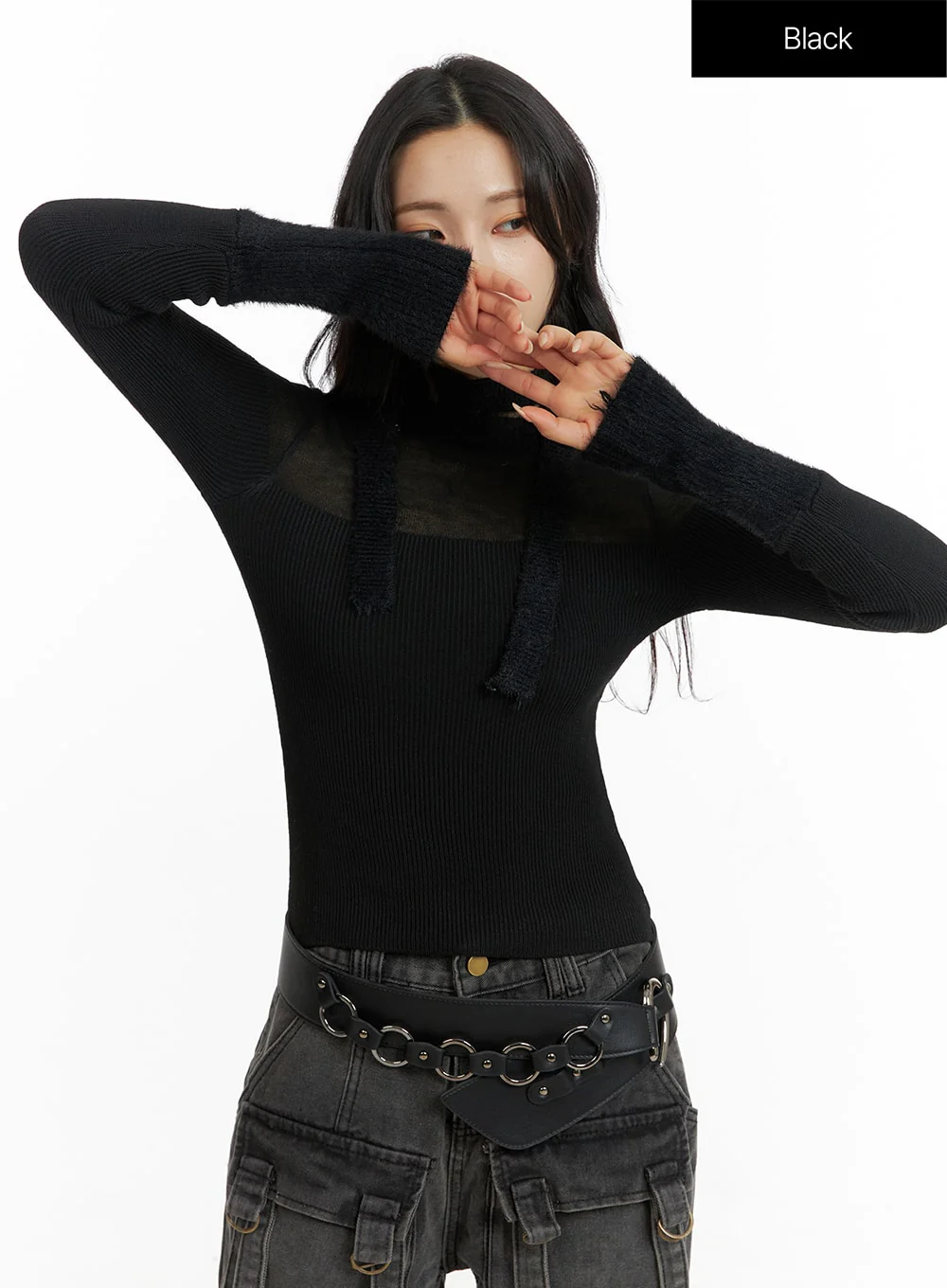 Sheer Knit Top with Matching Scarf CF415 - Image 7