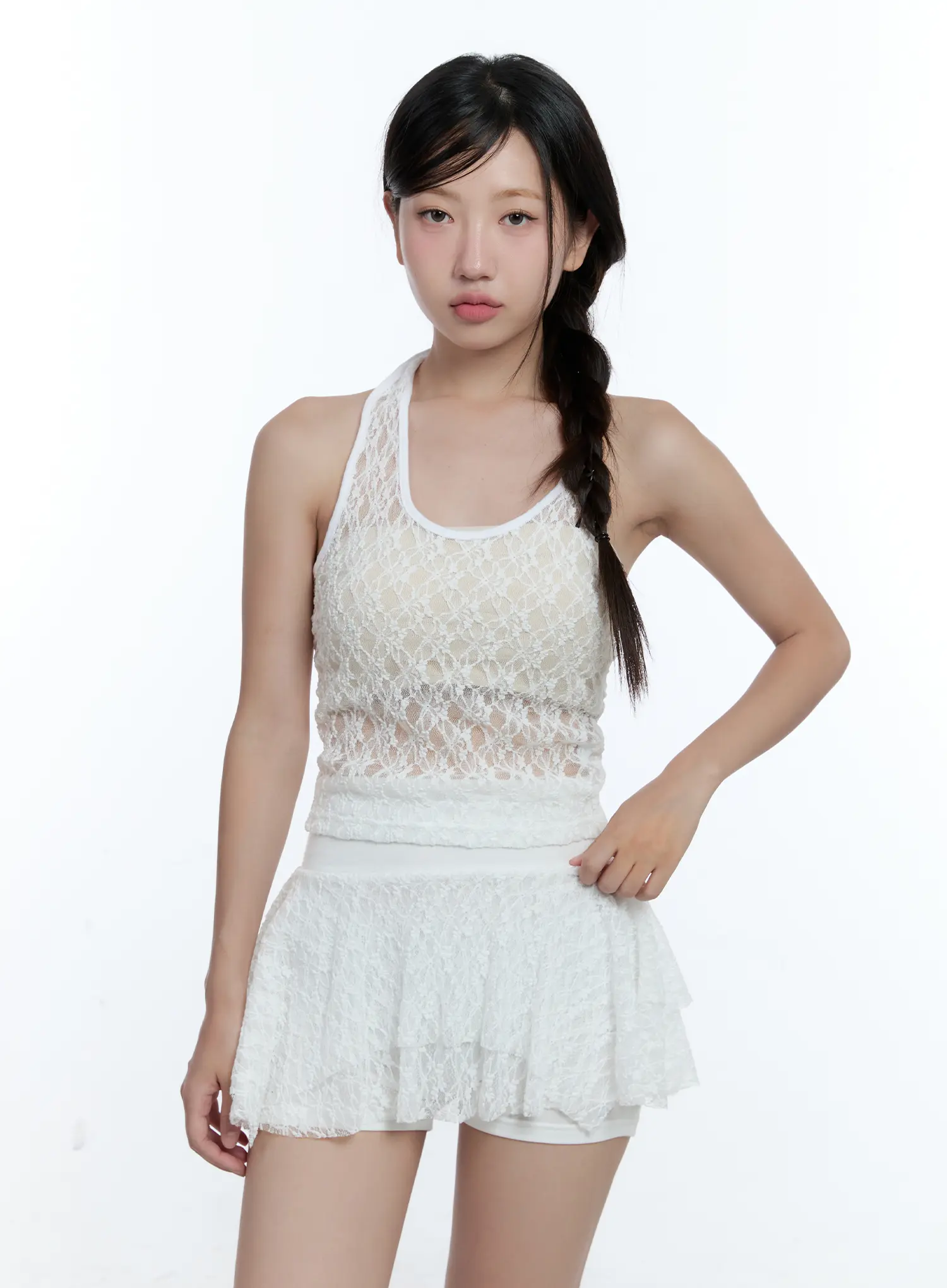 Sheer Lace Halter Neck Top CU527 - Image 11