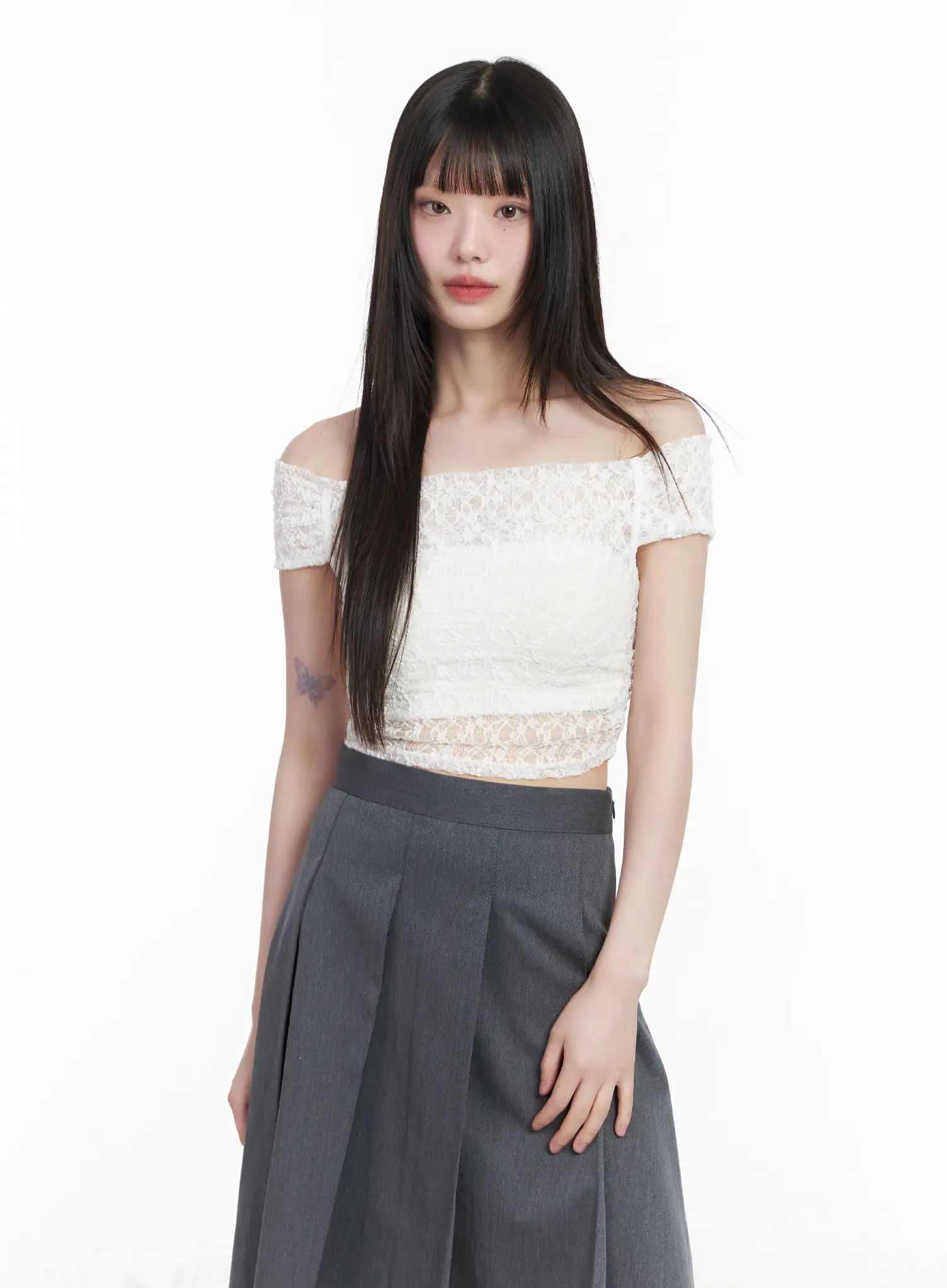 Sheer Lace Off-Shoulder Top CM525 - Image 2