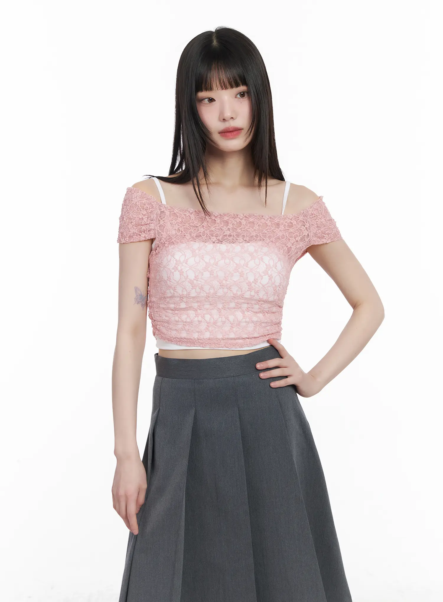 Sheer Lace Off-Shoulder Top CM525 - Image 9