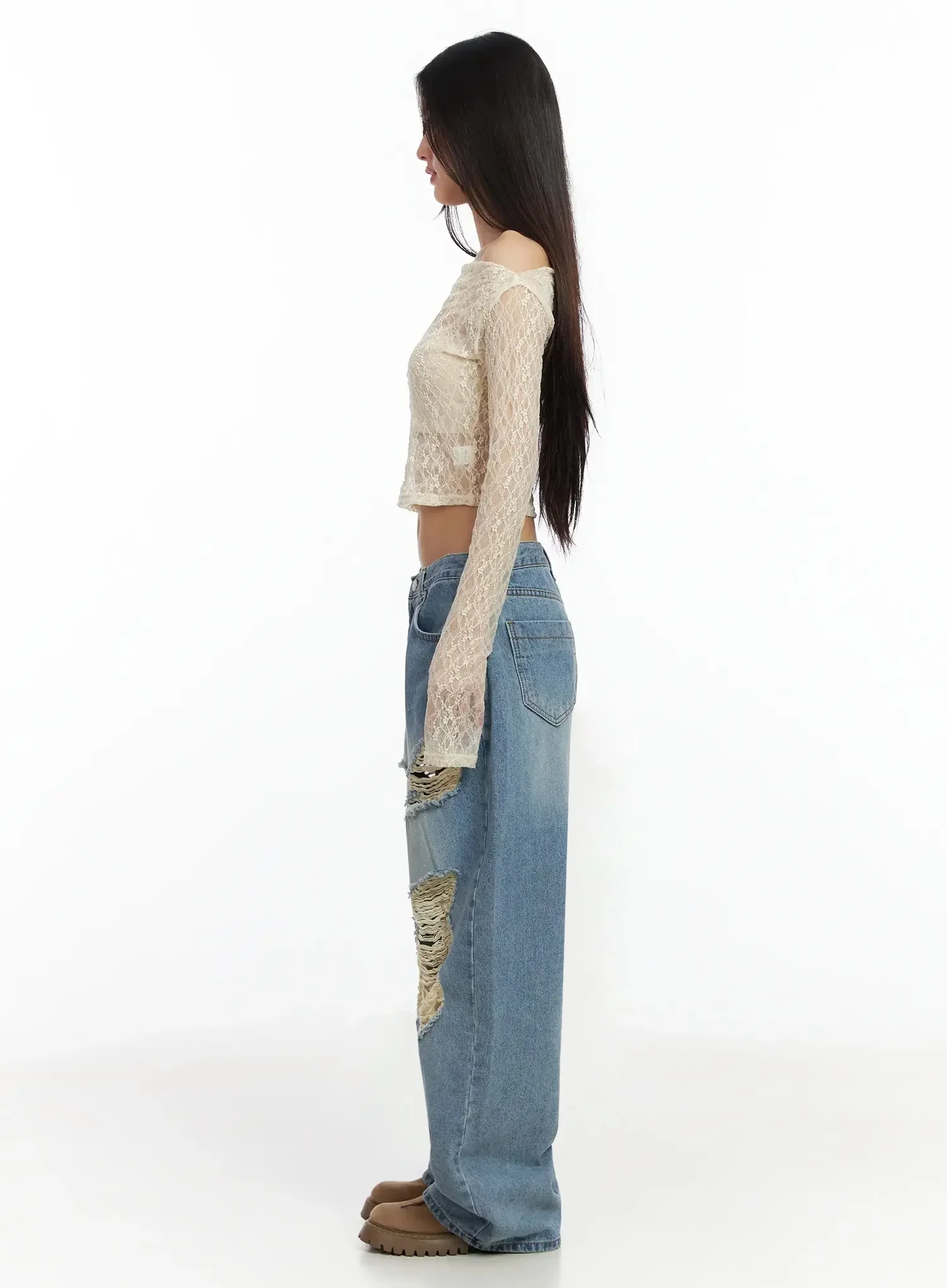 Sheer Lace Off-Shoulder Top IA508 - Image 10