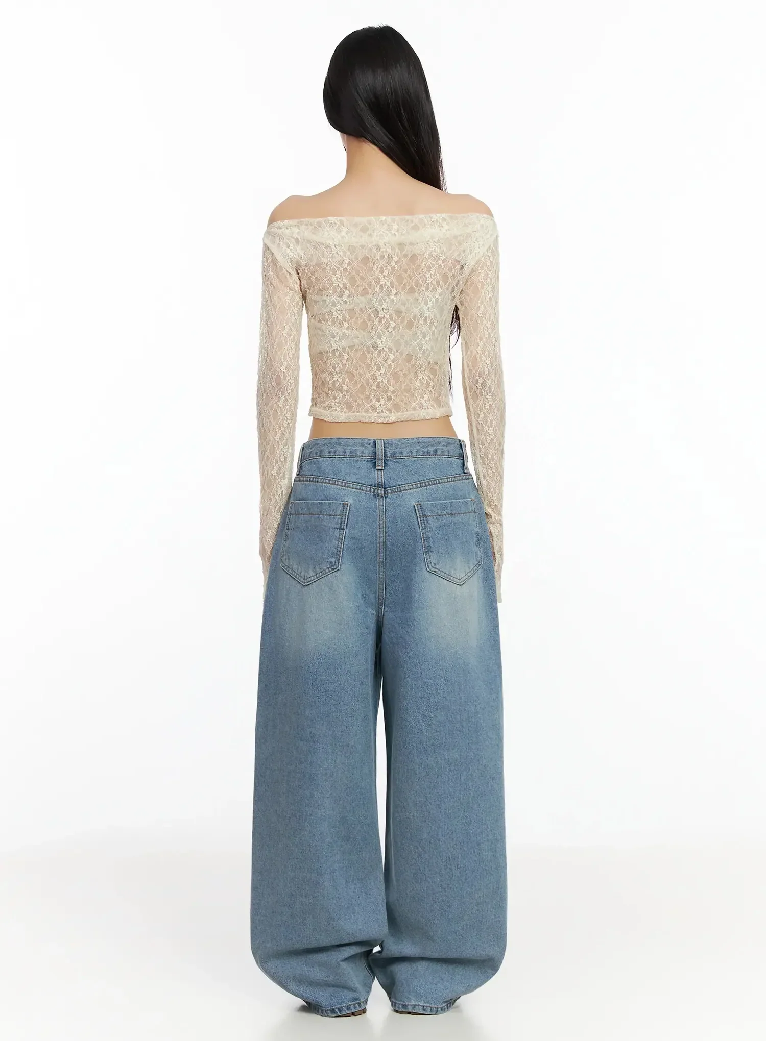 Sheer Lace Off-Shoulder Top IA508 - Image 11