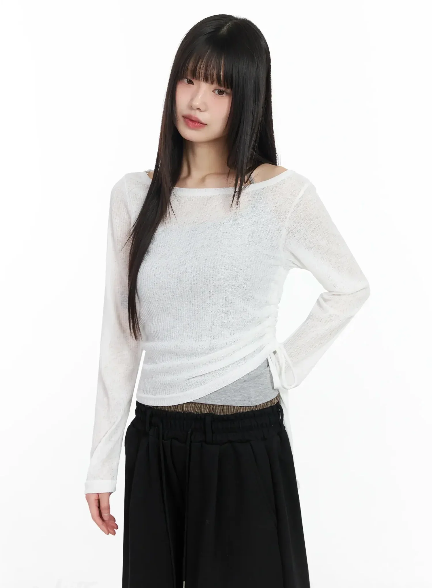 Sheer Layering Long Sleeve Top IM530 - Image 14