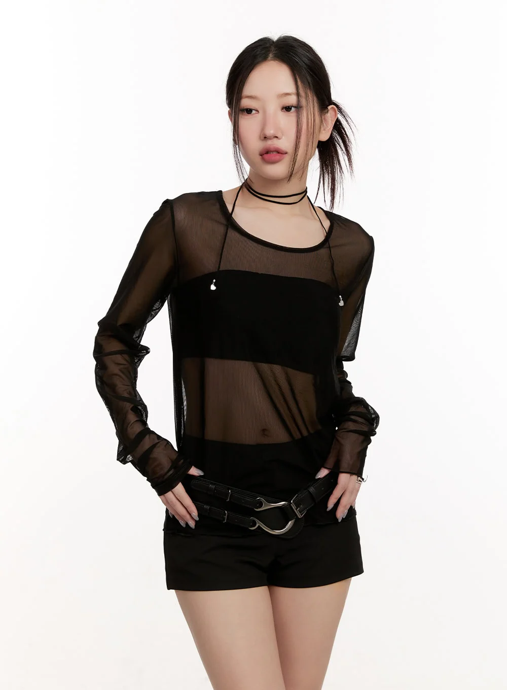 Sheer Long-Sleeve Layering Top CM510 - Image 2