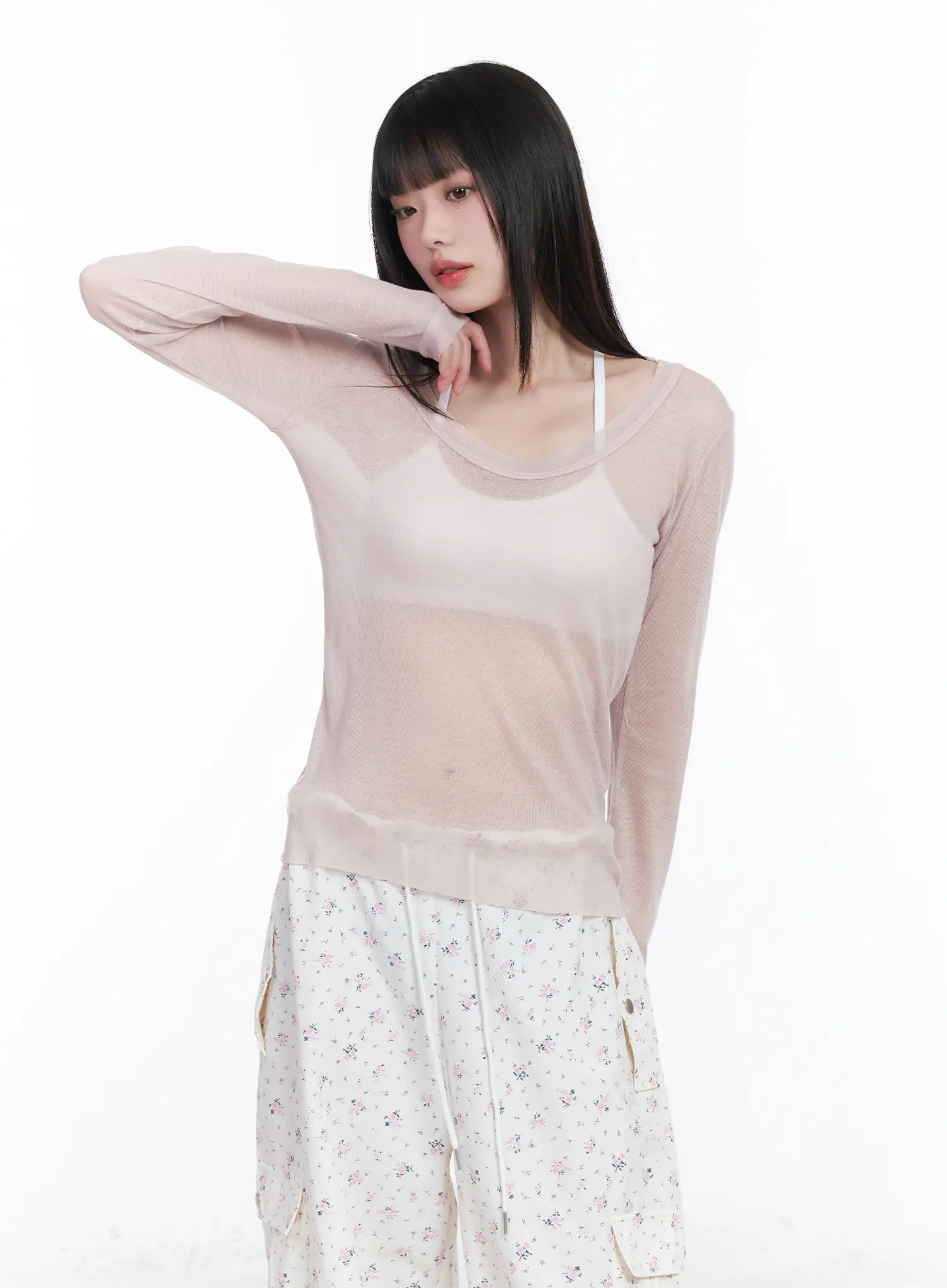 Sheer Long Sleeve Top CM526 - Image 5