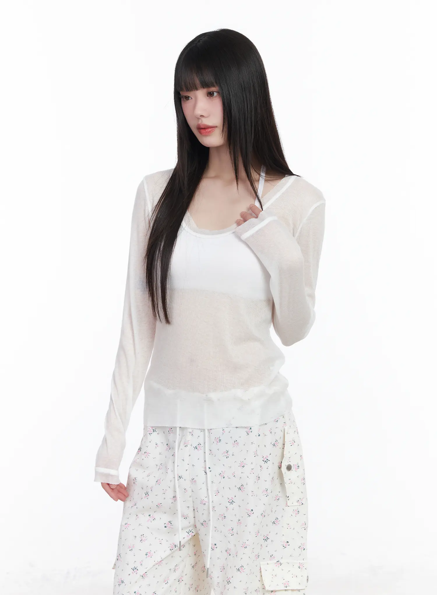 Sheer Long Sleeve Top CM526 - Image 7