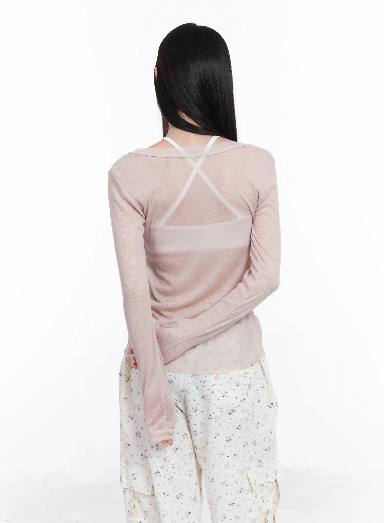 Sheer Long Sleeve Top CM526 - Image 9