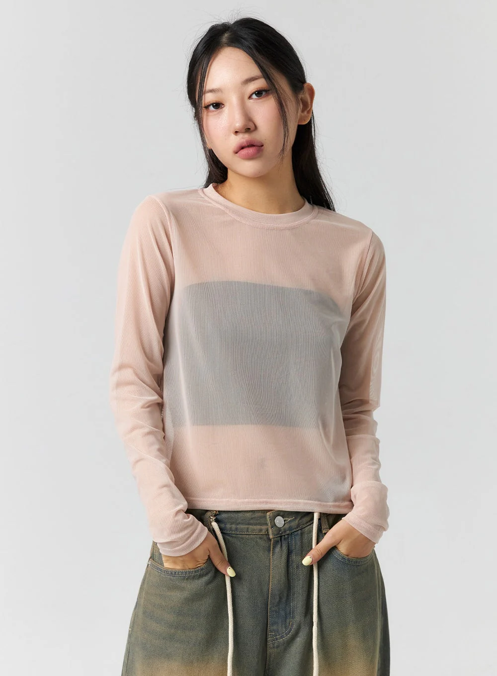 Sheer Long Sleeve Top CS302