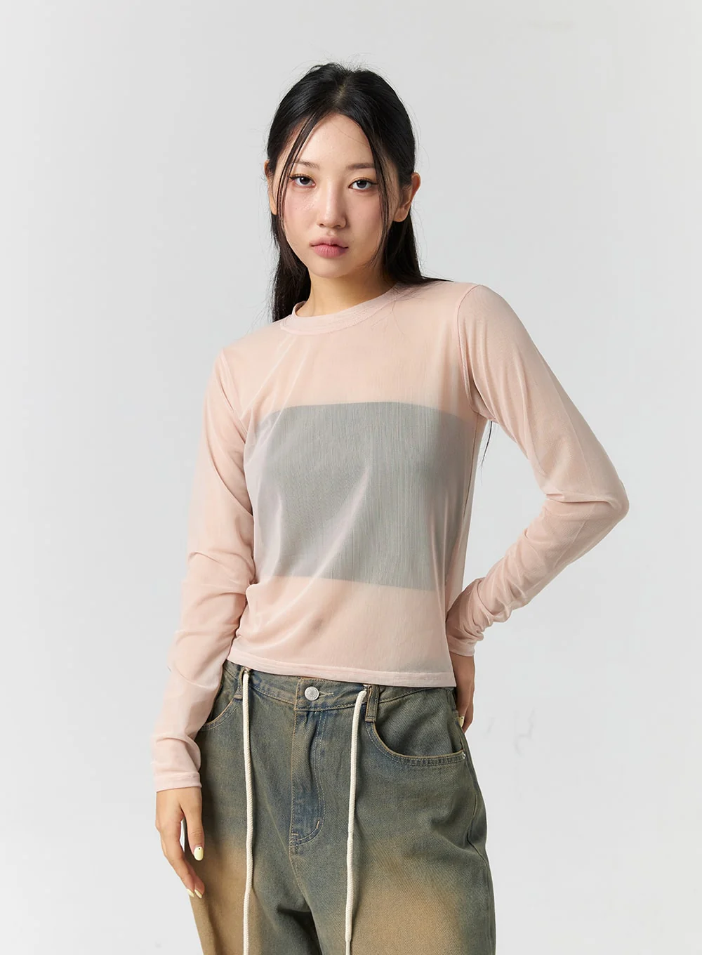 Sheer Long Sleeve Top CS302 - Image 4