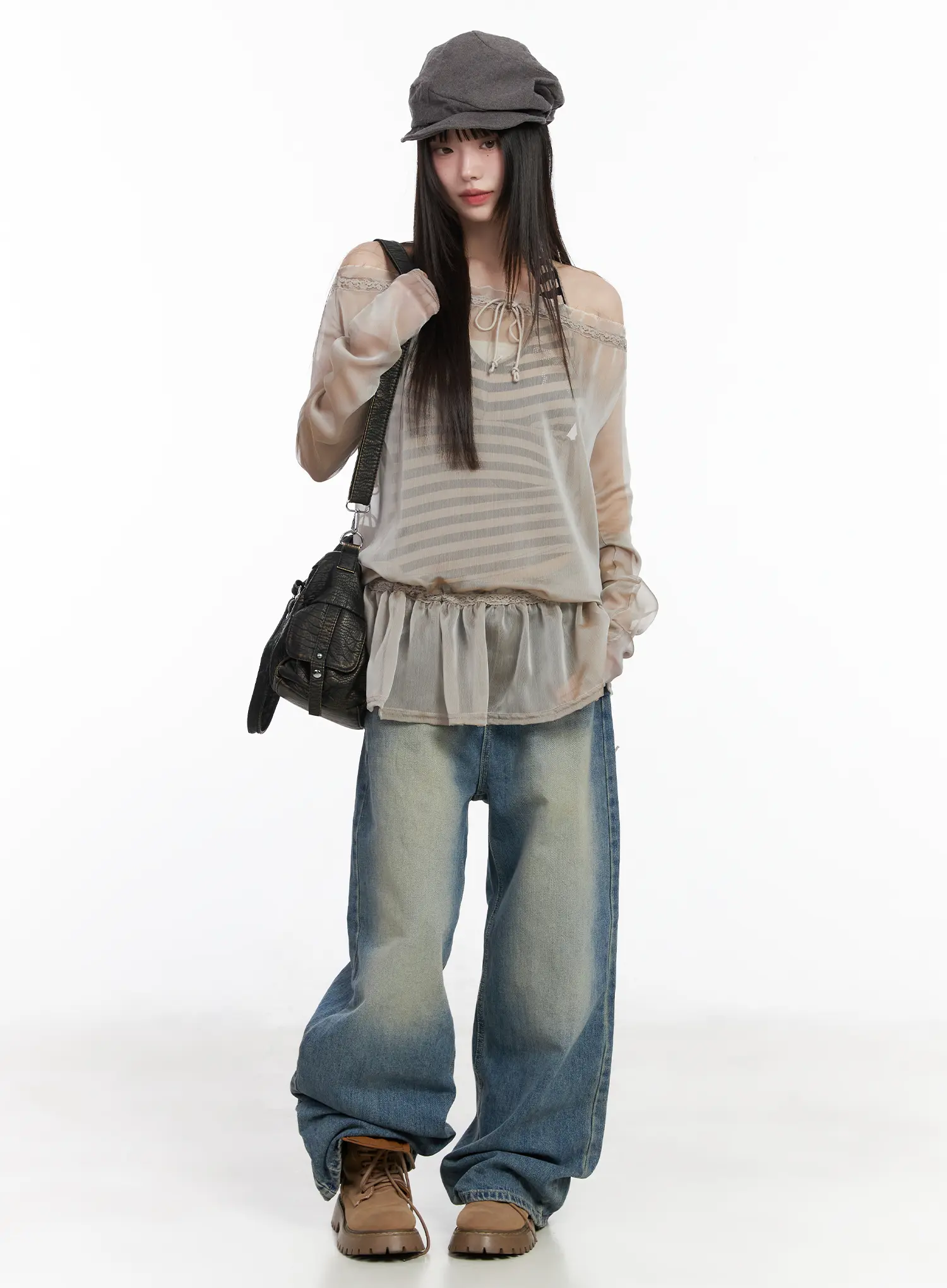 Sheer Off-Shoulder Blouse CM524