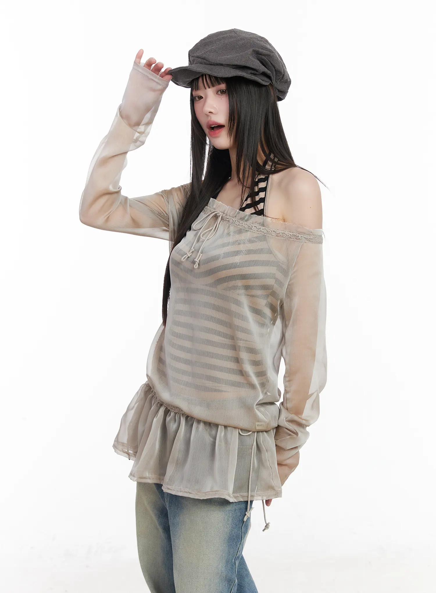 Sheer Off-Shoulder Blouse CM524 - Image 11