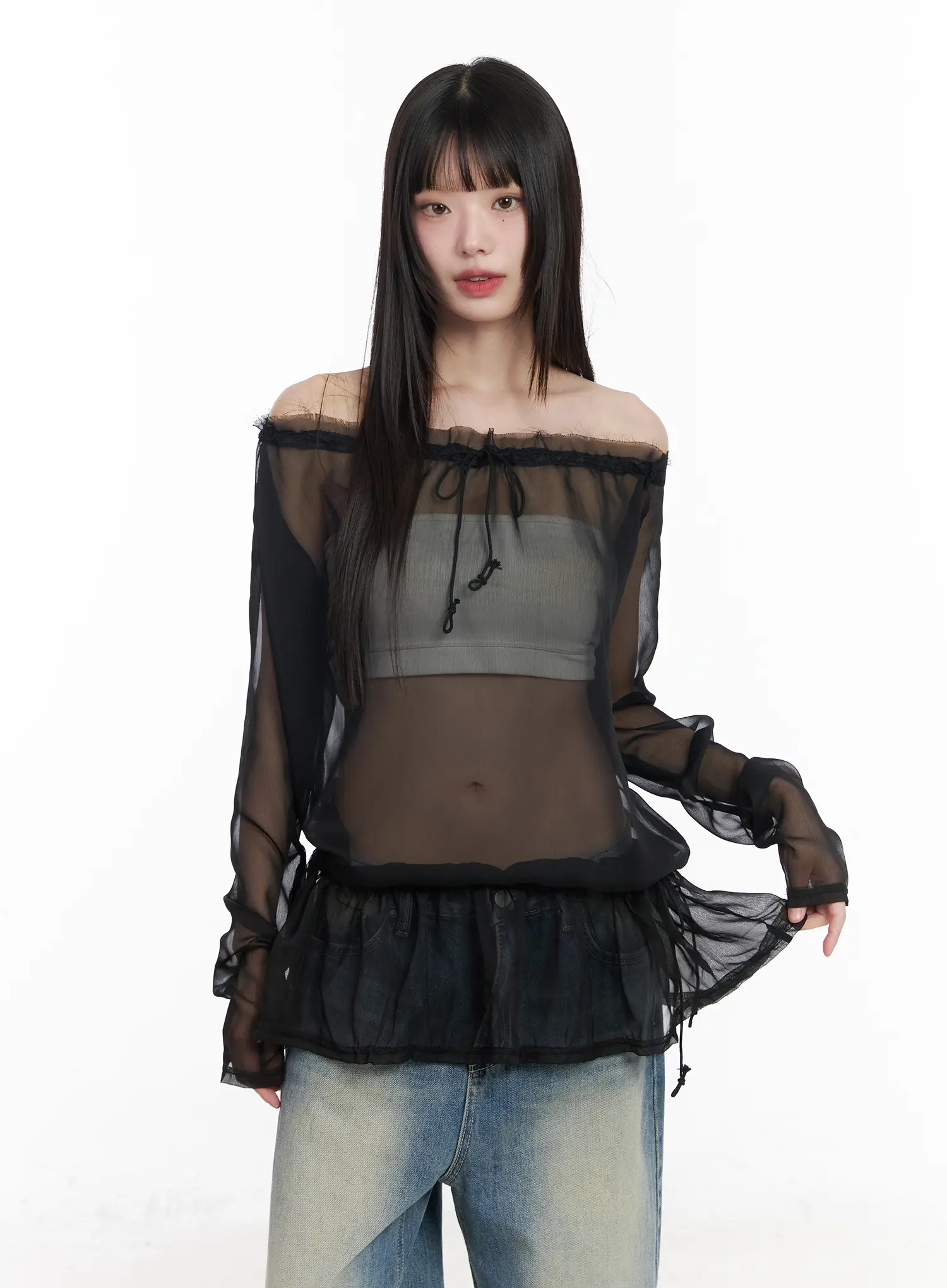 Sheer Off-Shoulder Blouse CM524 - Image 2