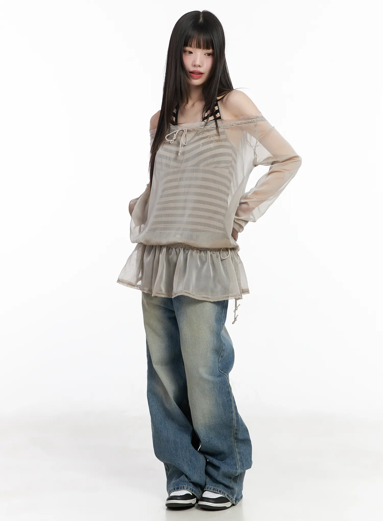 Sheer Off-Shoulder Blouse CM524 - Image 3
