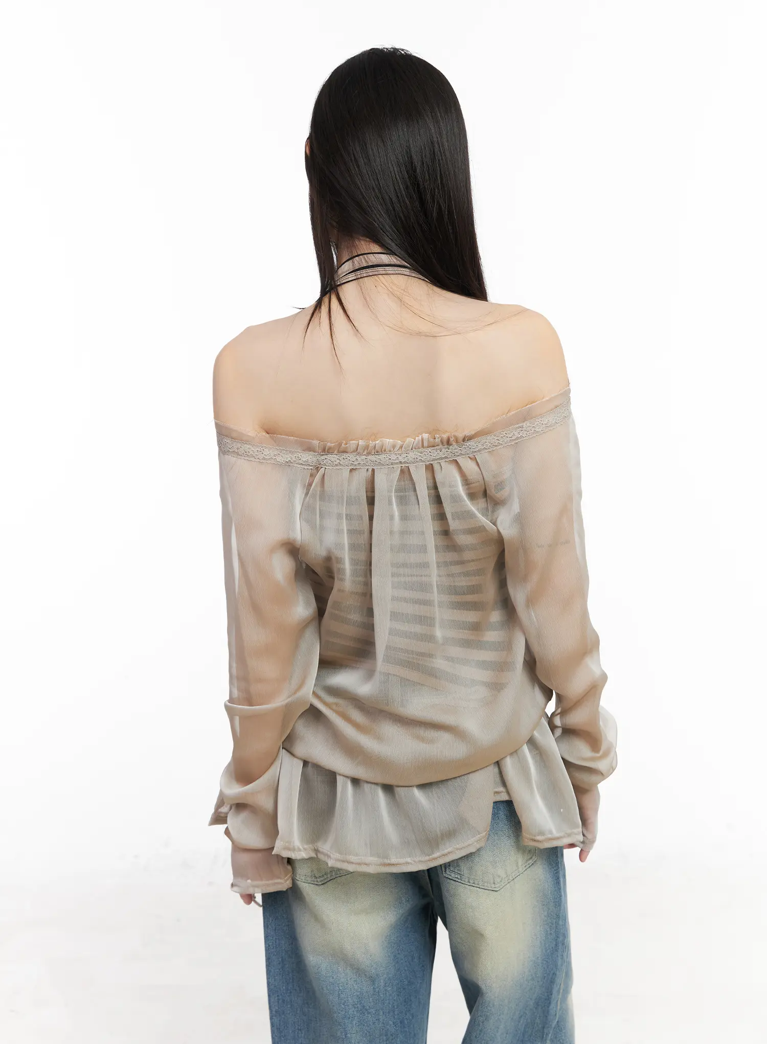 Sheer Off-Shoulder Blouse CM524 - Image 8