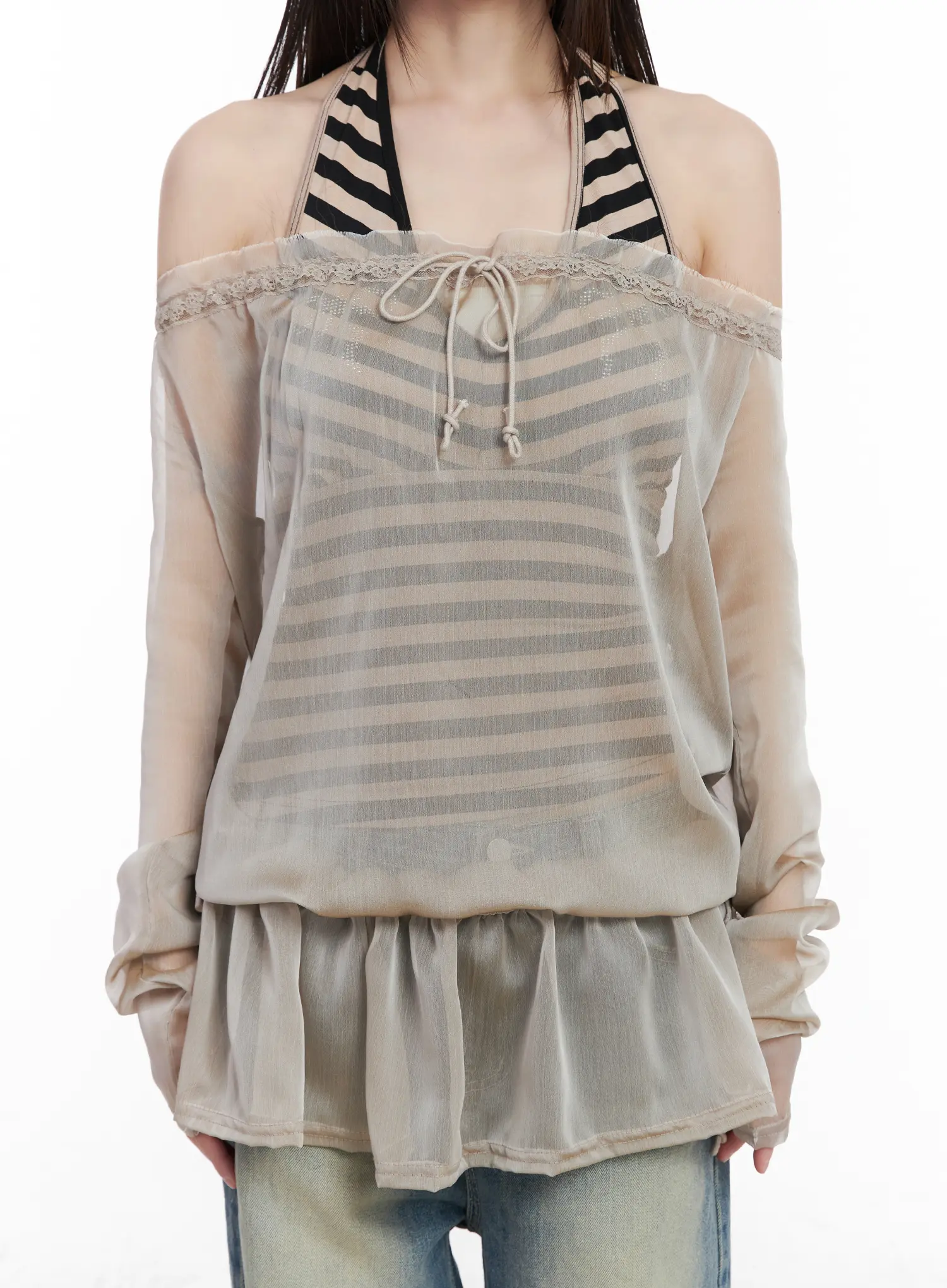 Sheer Off-Shoulder Blouse CM524 - Image 9