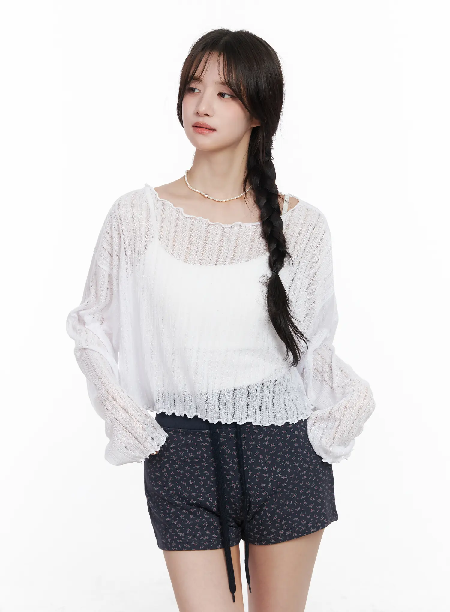 Sheer Off-Shoulder Long Sleeve Top CM527 - Image 2