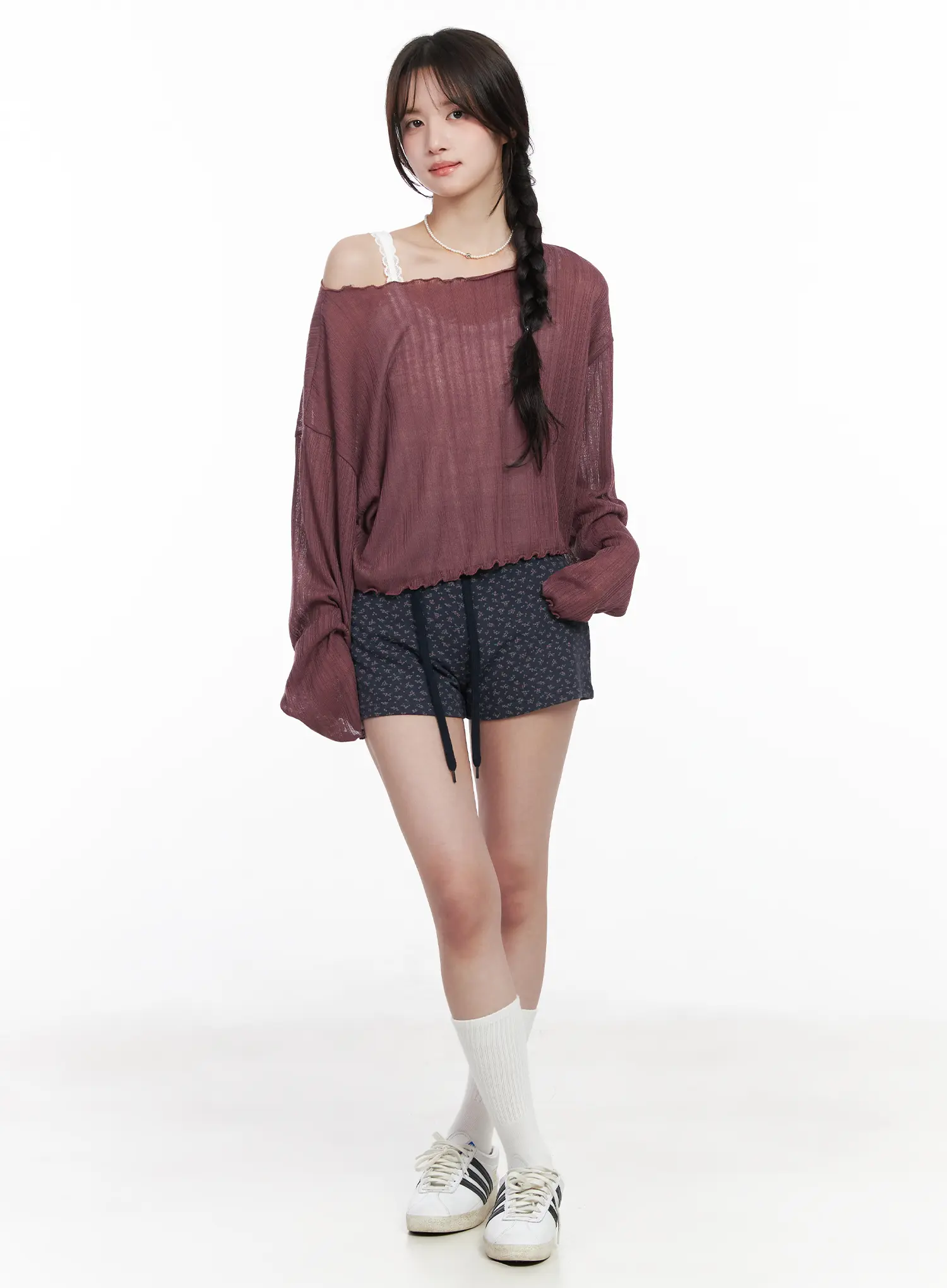 Sheer Off-Shoulder Long Sleeve Top CM527 - Image 3