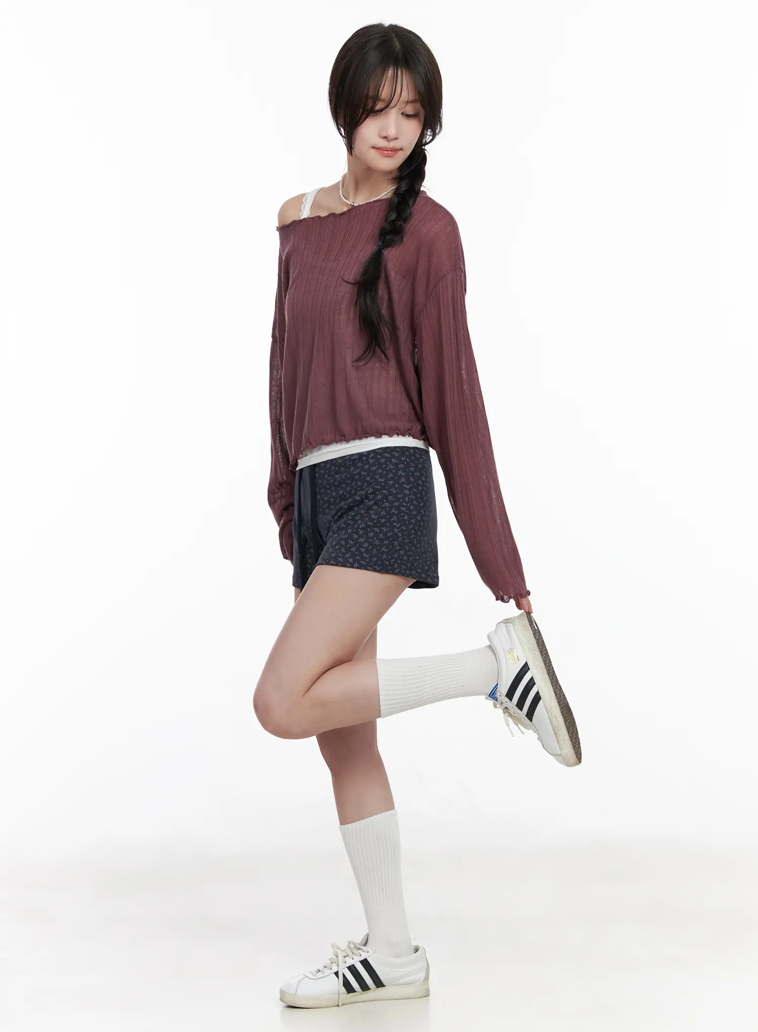 Sheer Off-Shoulder Long Sleeve Top CM527 - Image 4