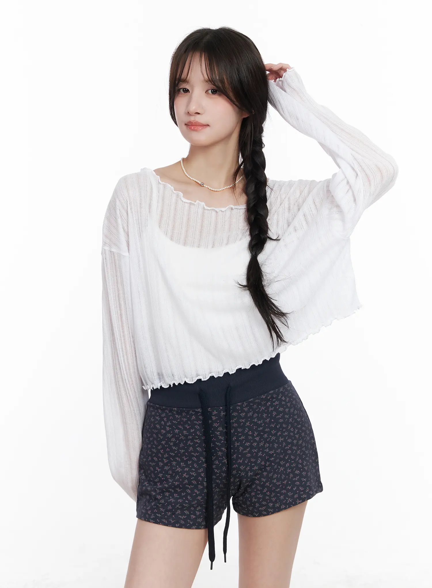 Sheer Off-Shoulder Long Sleeve Top CM527 - Image 9