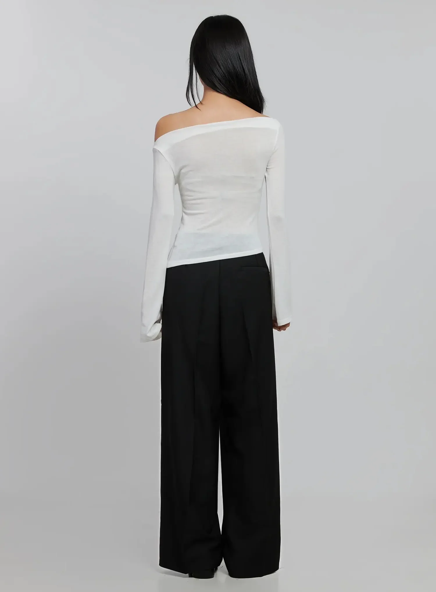 Sheer Off-Shoulder Long Sleeve Top ID516 - Image 10